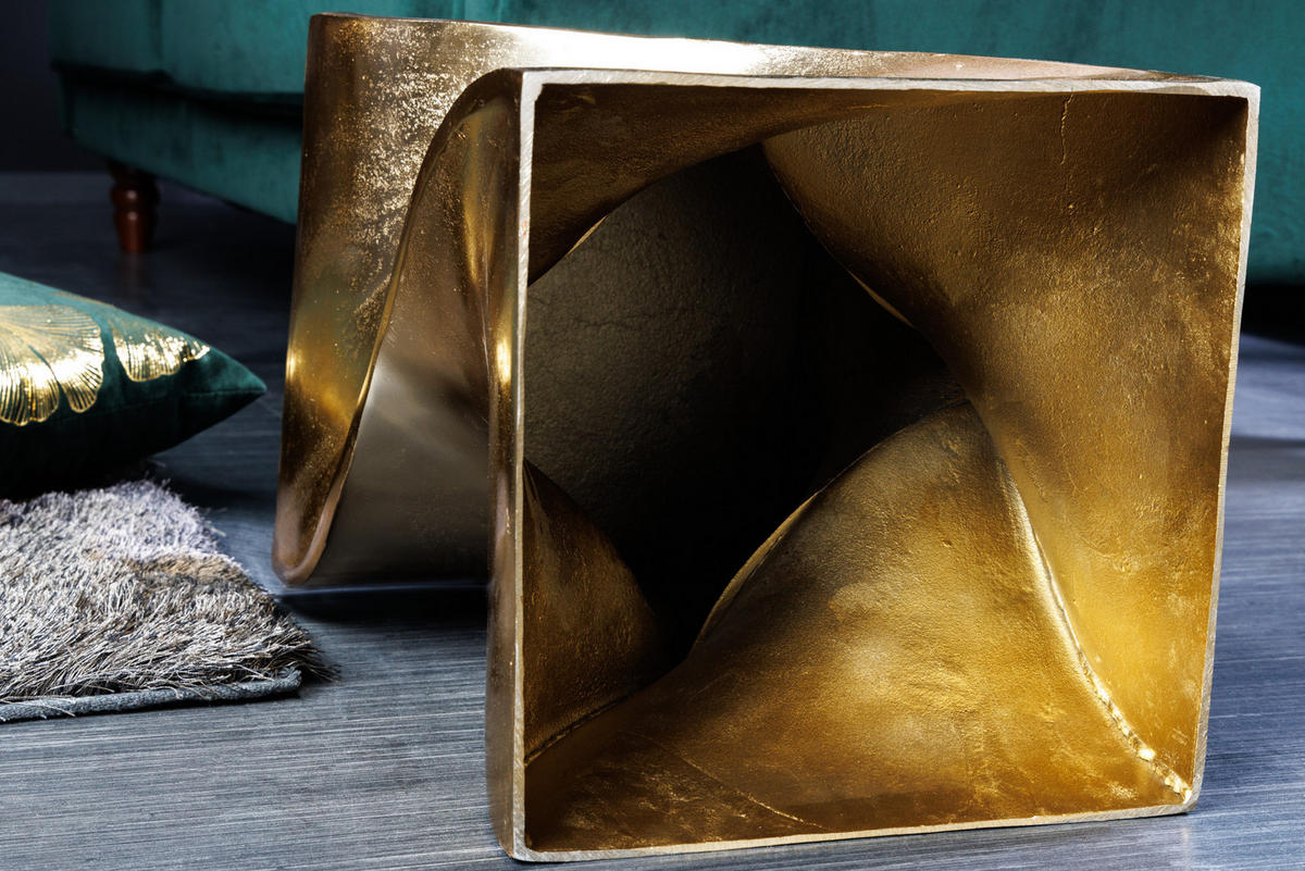 BEISTELLTISCH TWIST Metall Gold 45 cm - Goldfarben, Metall (30/30/45cm) - riess-ambiente