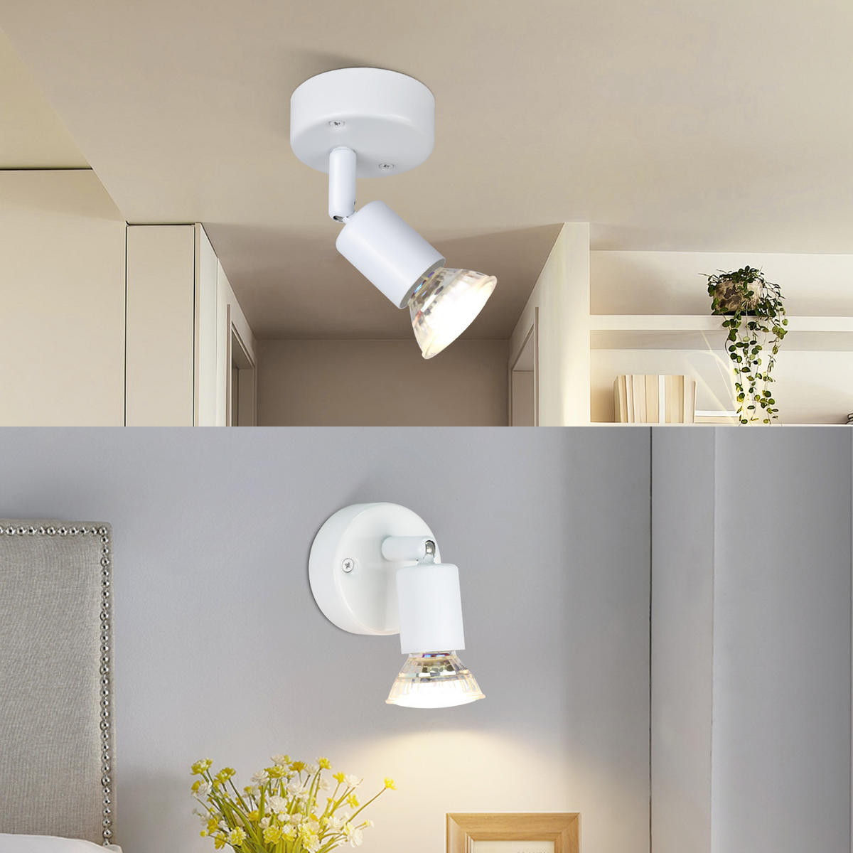 DECKENSTRAHLER Leuchtbryn 10/7/14 cm - Weiß, Metall (14/10/7cm) - ZMH