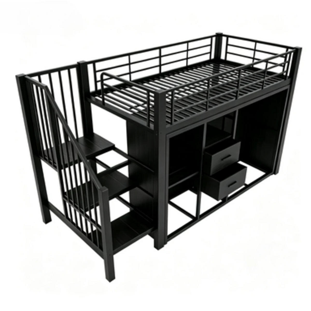 HOCHBETT 90×200 cm aus Metall mit LED-Beleuchtung, schwarz - Schwarz, Metall (90/200cm) - Luhomfu