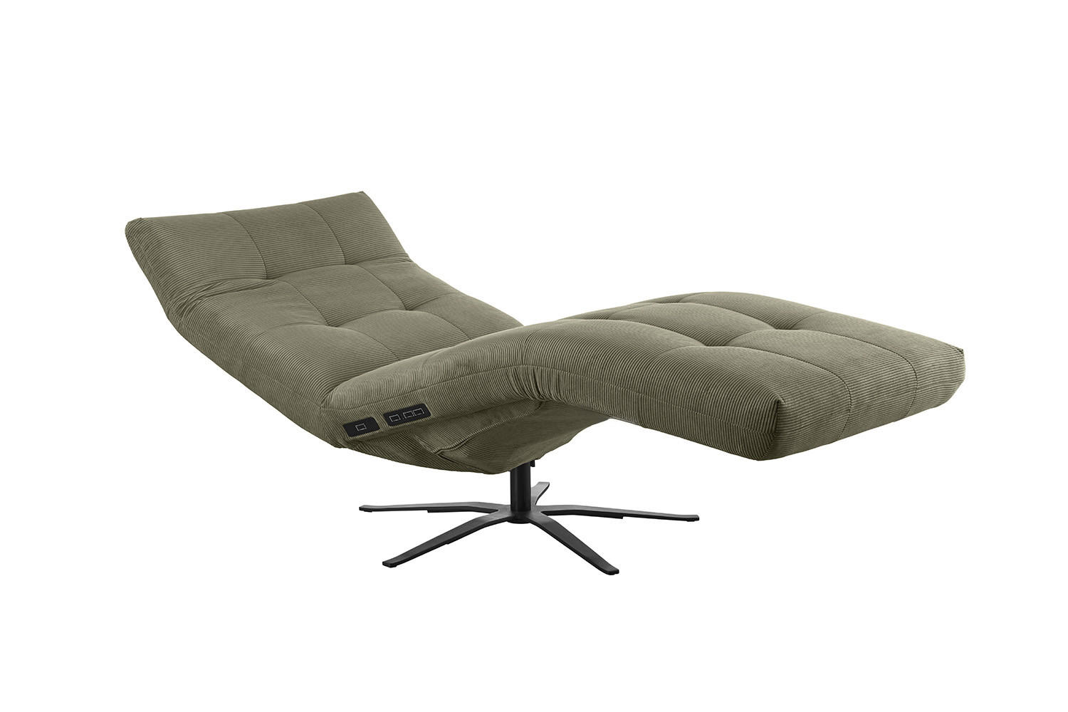 RELAXLIEGE LETICIA Grün Cord - Schwarz/Olivgrün, Textil/Metall (82/115/156cm) - KAWOLA