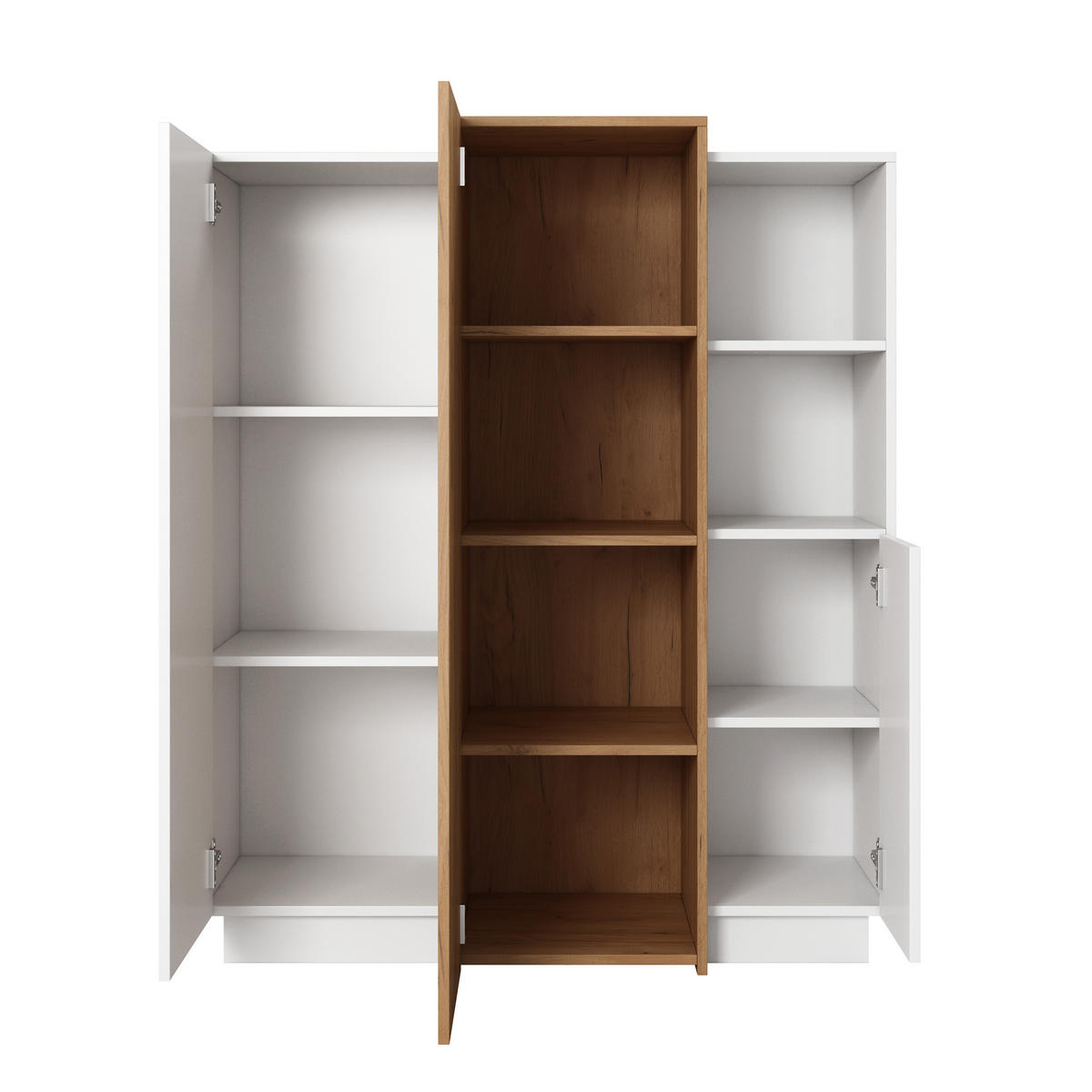 HIGHBOARD TRES 110/134/45 cm mit 3 Türen Weiß - Orange/Weiß, Holzwerkstoff (110/134/45cm) - MASSENO