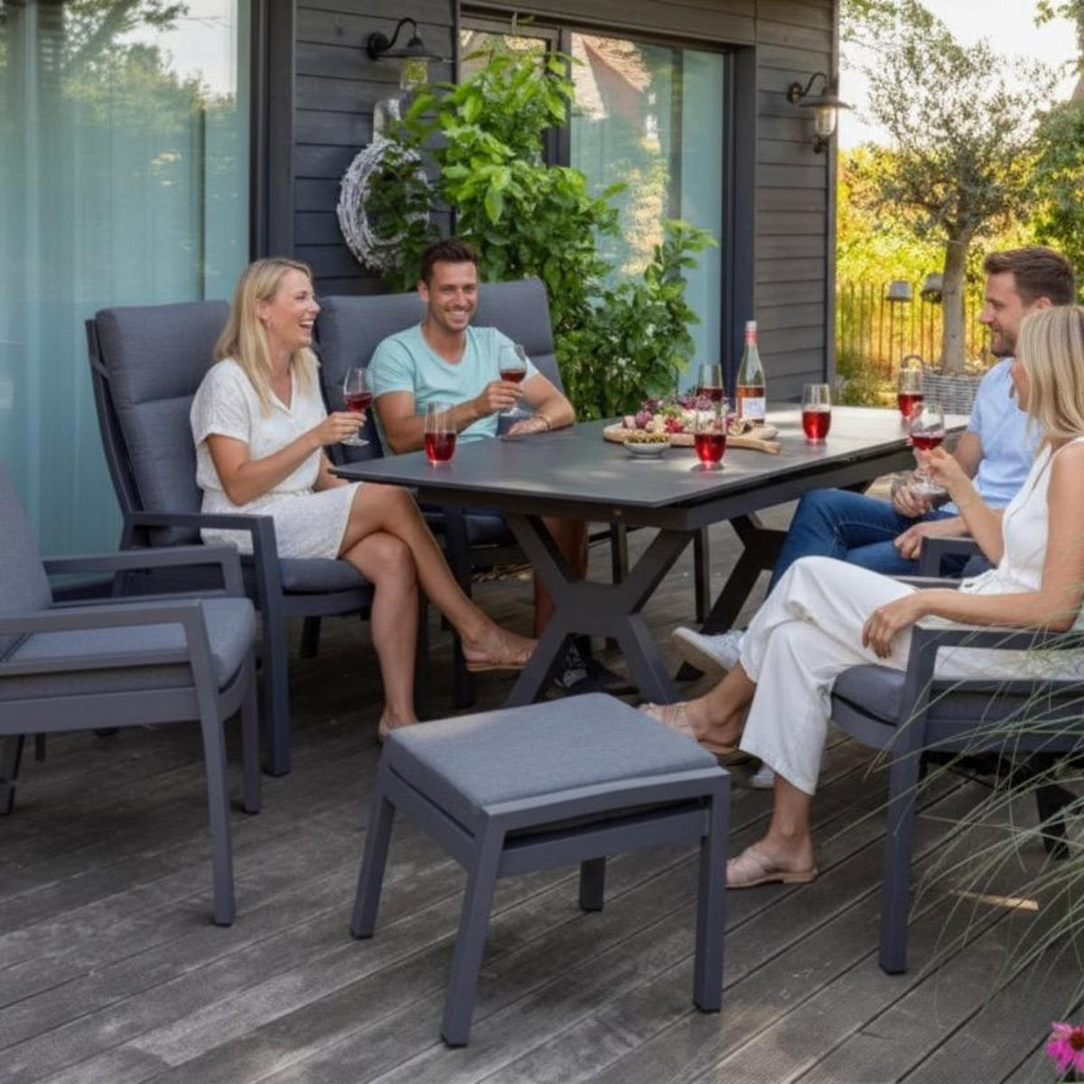 GARTENMÖBEL-SET Merida und Granada - Grau, Metall - Mr. Deko