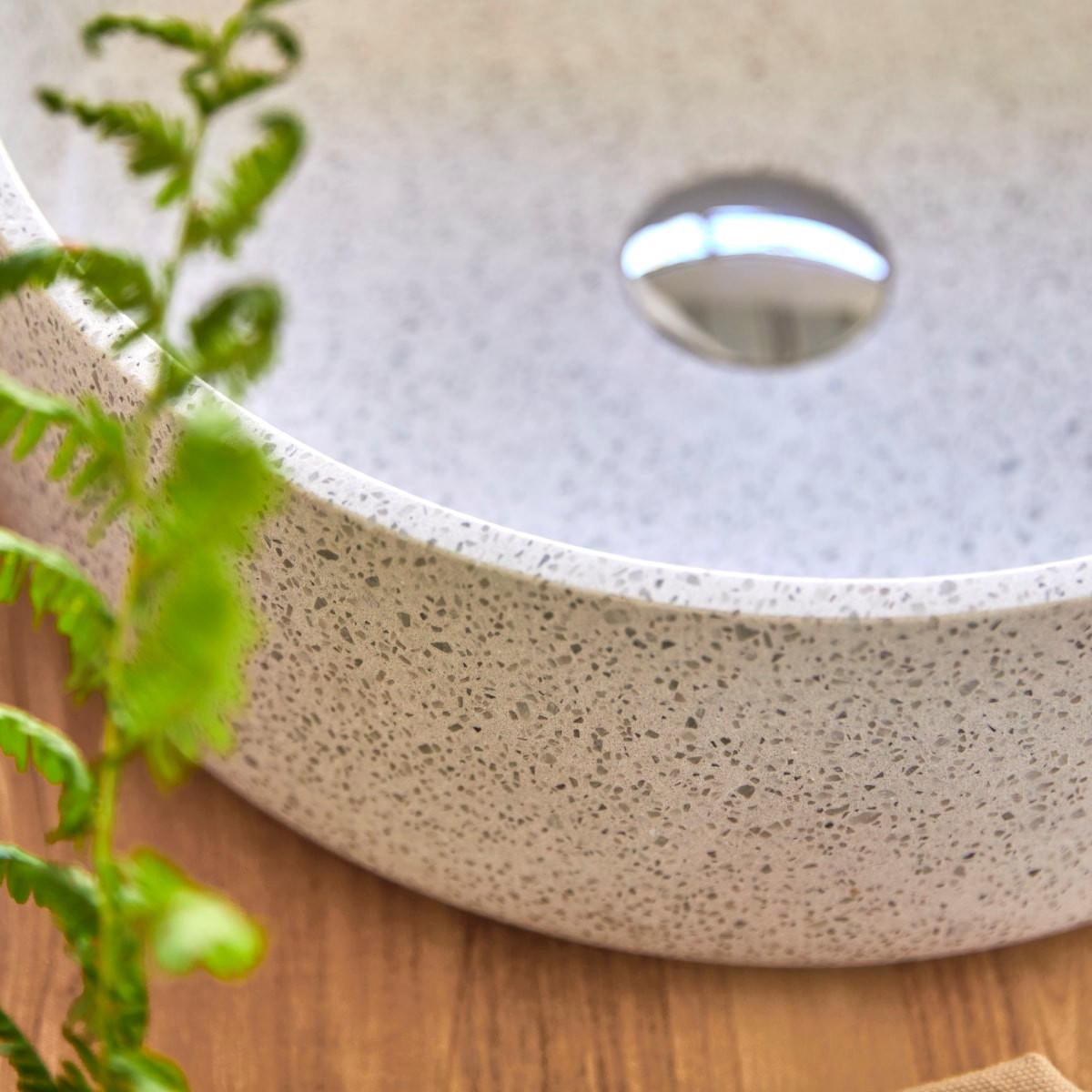 WASCHBECKEN Milos Weiß aus Premium-Terrazzo - Weiß, Stein (40/14/40cm) - Tikamoon