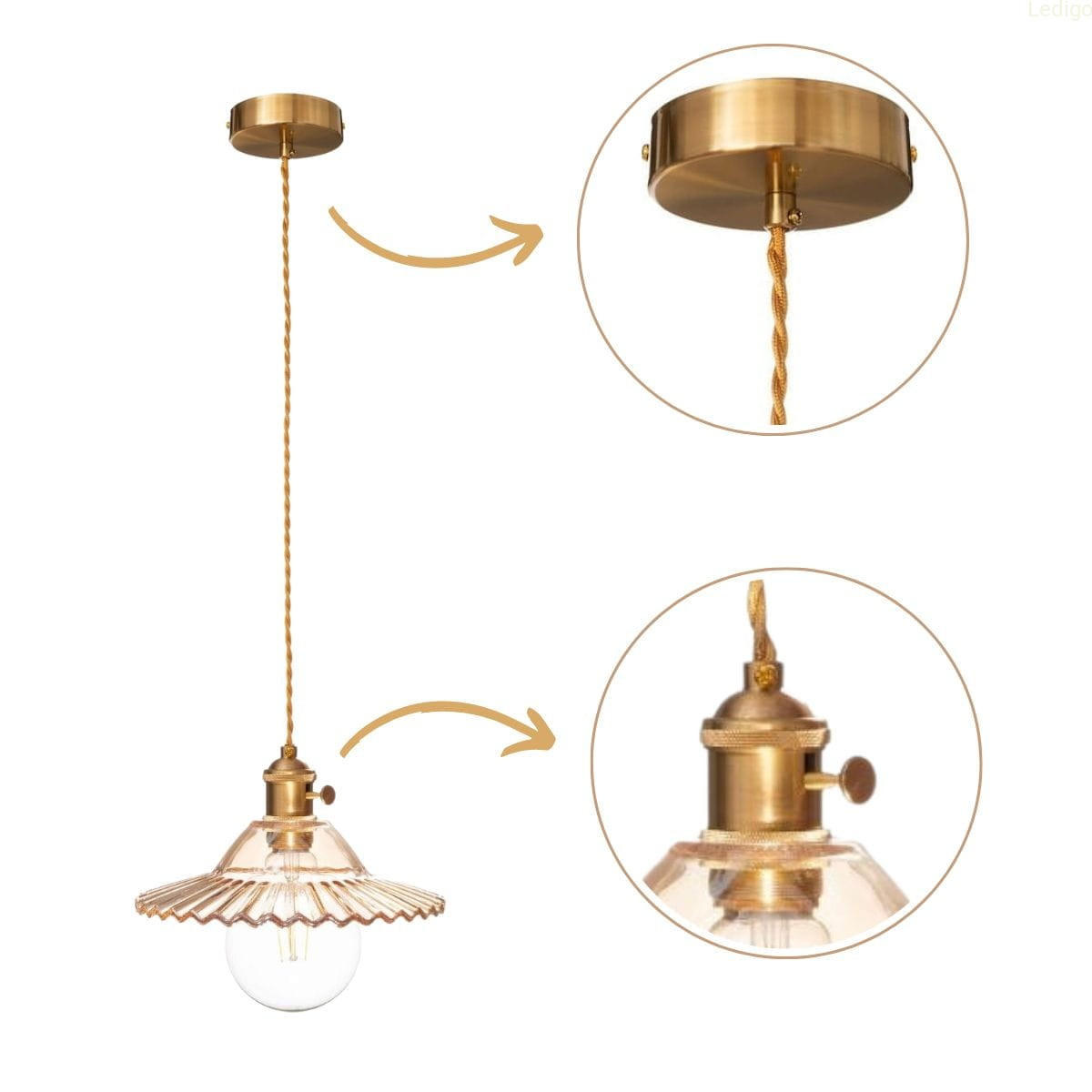 PENDELLEUCHTE Paris - Goldfarben/Kupferfarben, Glas/Metall (22/22/100cm) - kiki design