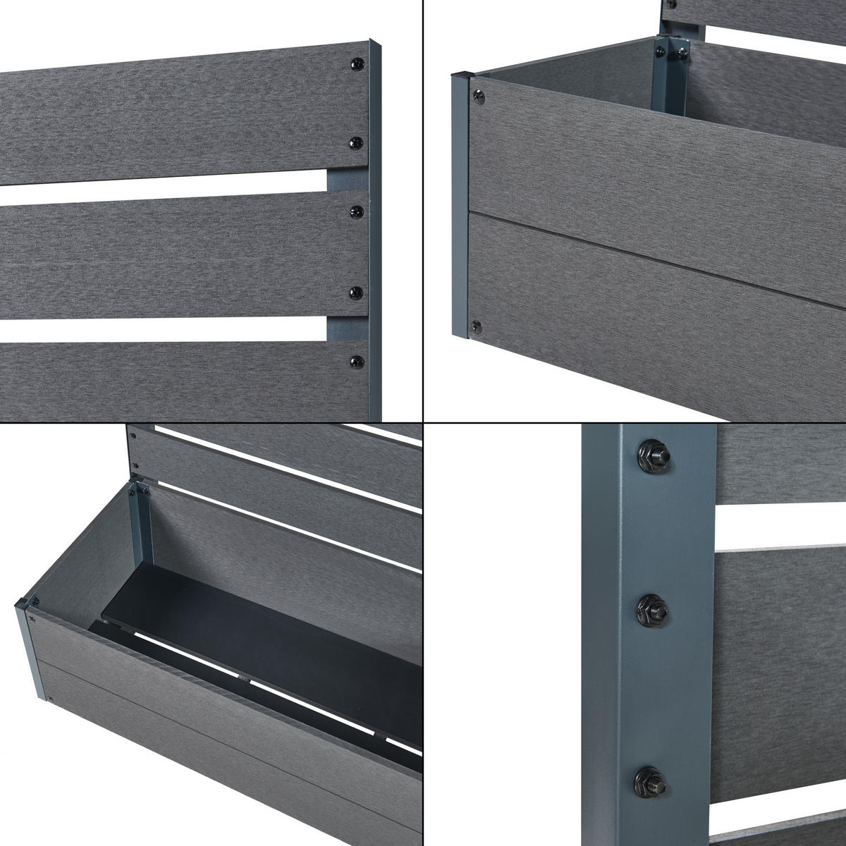 BLUMENKASTEN Heerde - Grau, Kunststoff (56/150/38cm) - [en.casa]