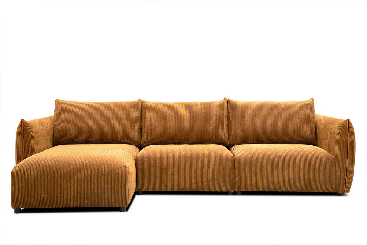 ECKSOFA TAUER 5-Sitzer, honig - Schwarz/Honig, Holzwerkstoff/Kunststoff (173/294cm) - Courtois Laville