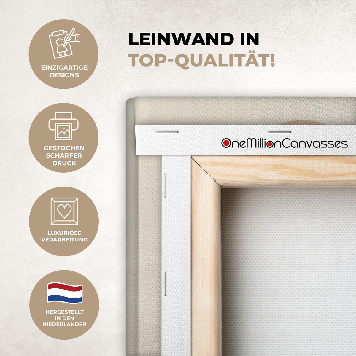 SLIKA NA PLATNU Japandi - Landskap - Beige 50x50 cm - konjak, tekstil (50/50cm) - MuchoWow