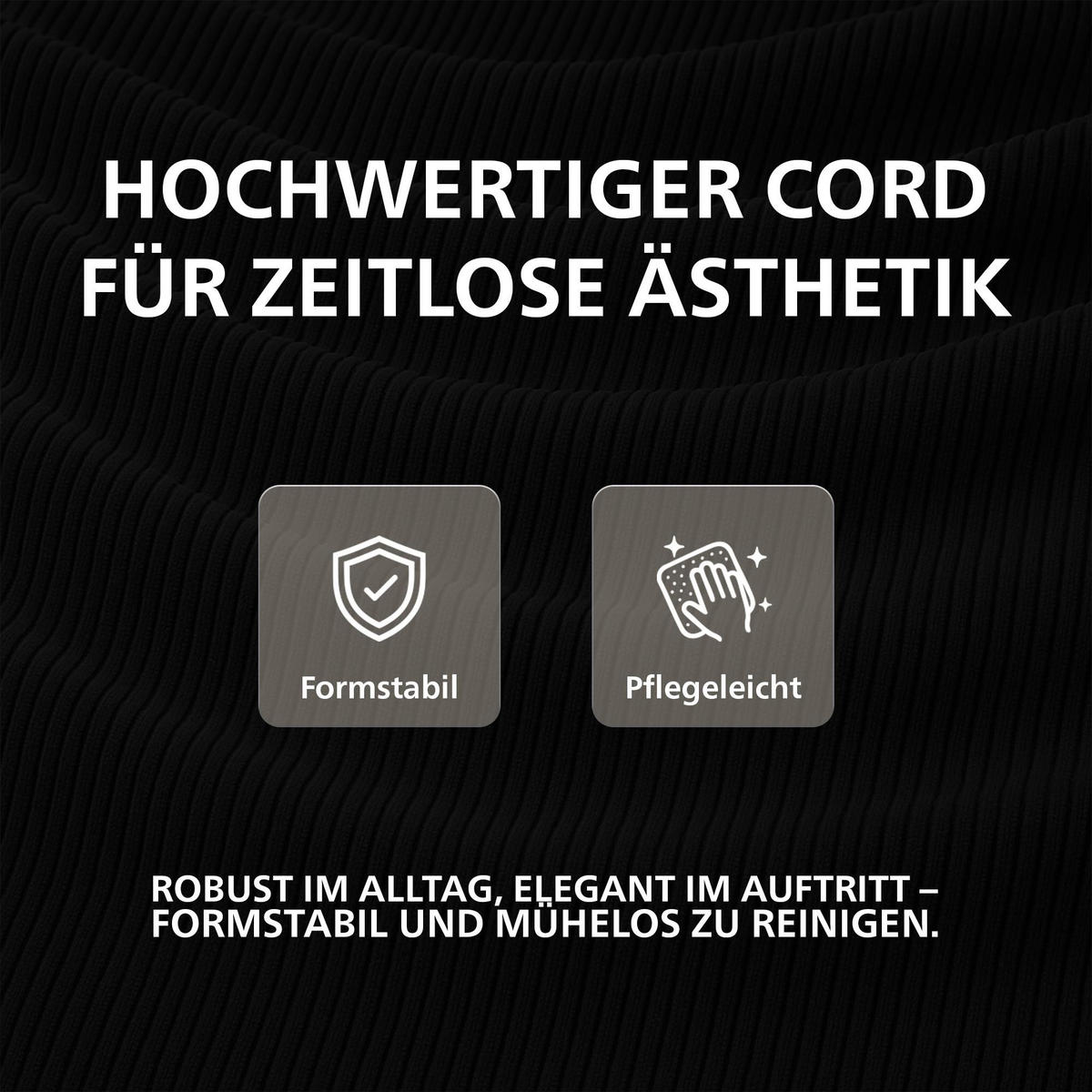 ESSZIMMERSTUHL Cord Schwarz - Schwarz/Naturfarben, Holz/Textil (41/91/47cm) - CLP