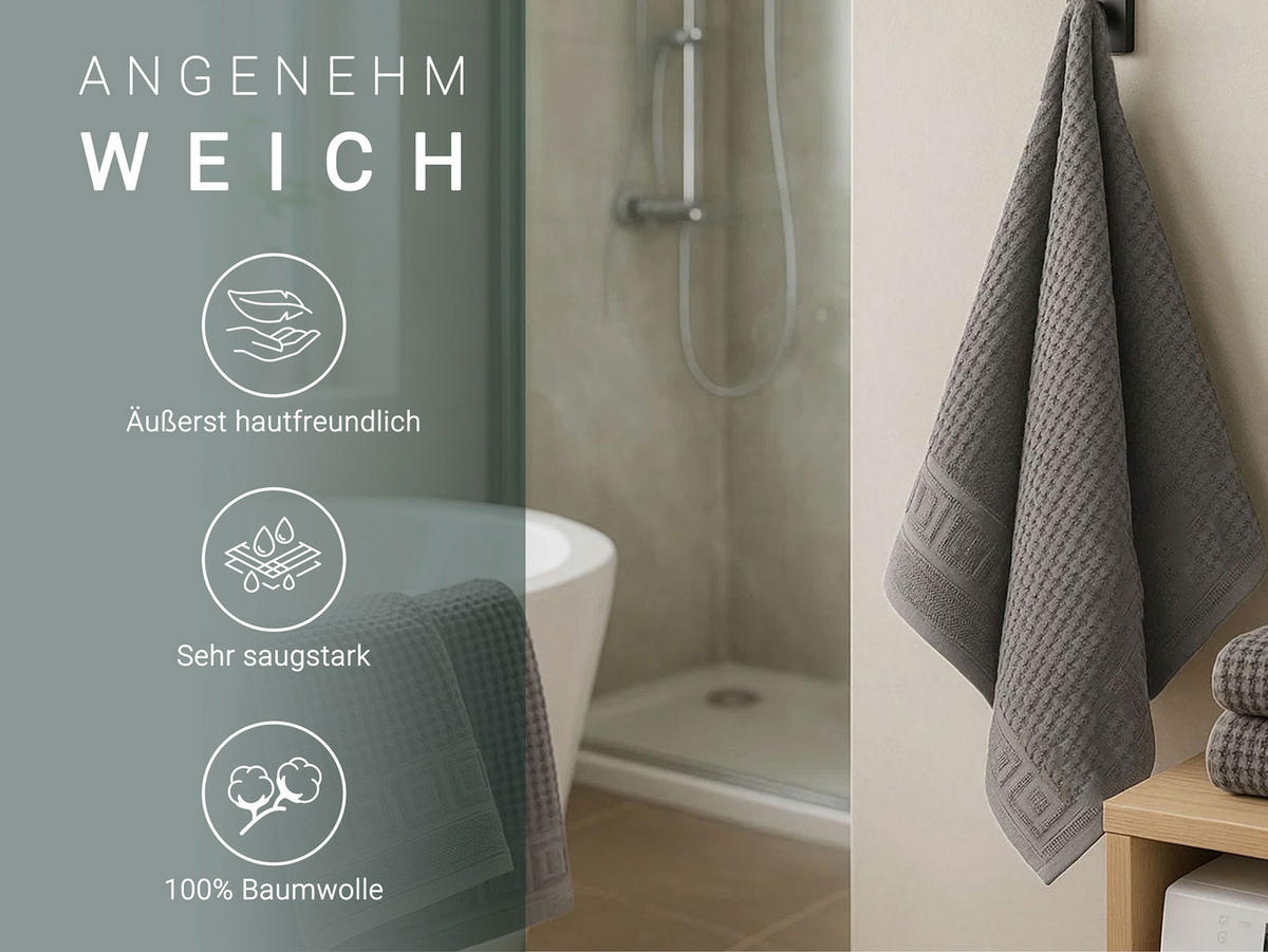 DUSCHTÜCHER, 5er-Set, 70x140 cm, 100% Baumwolle, Grau - Anthrazit, Textil (70/140cm) - Zollner