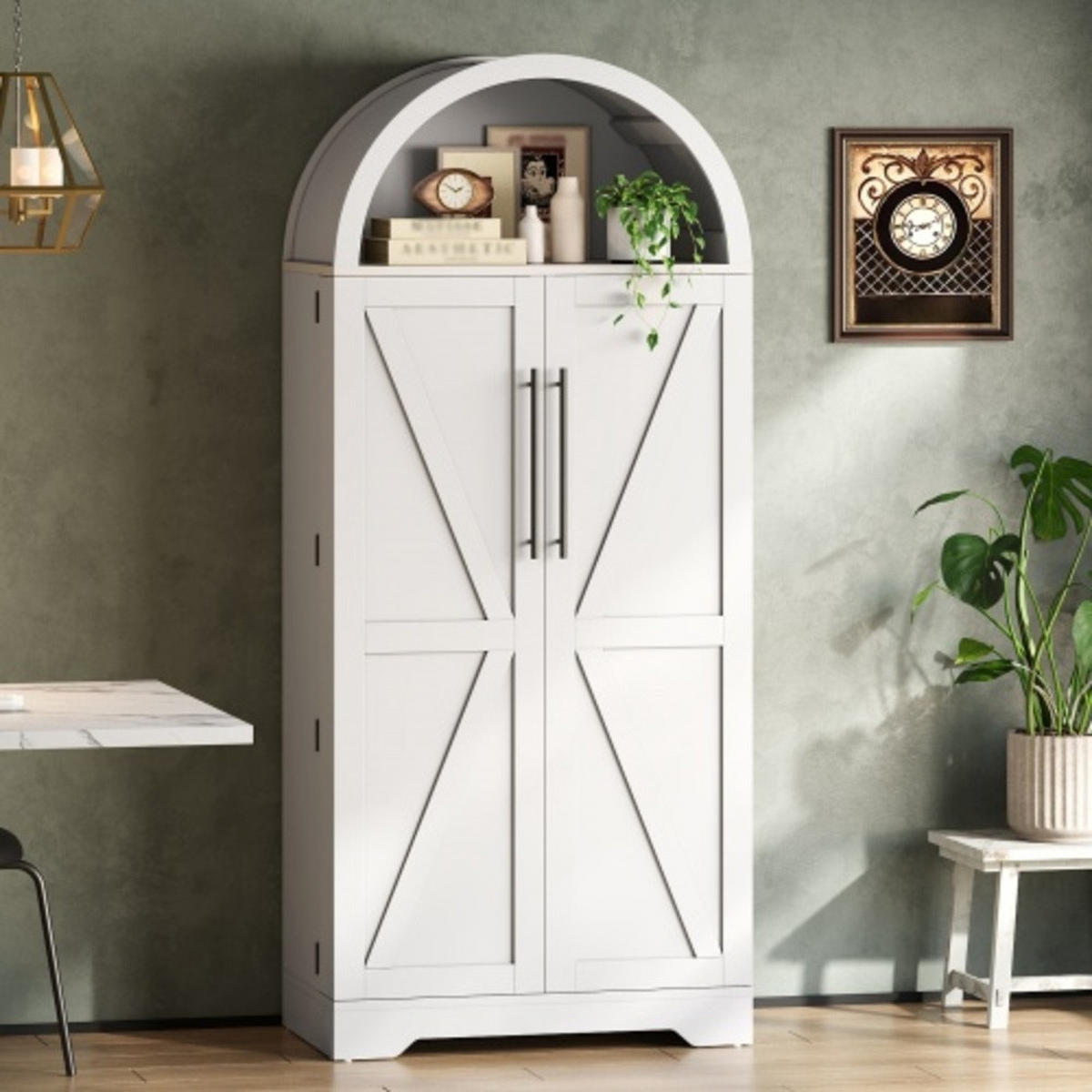KÜCHENSCHRANK weiß aus MDF mit markantem Bogendesign im Landhausstil 70 × 40 × 165 cm - Weiß, Holzwerkstoff (70/165/40cm) - Luhomfu