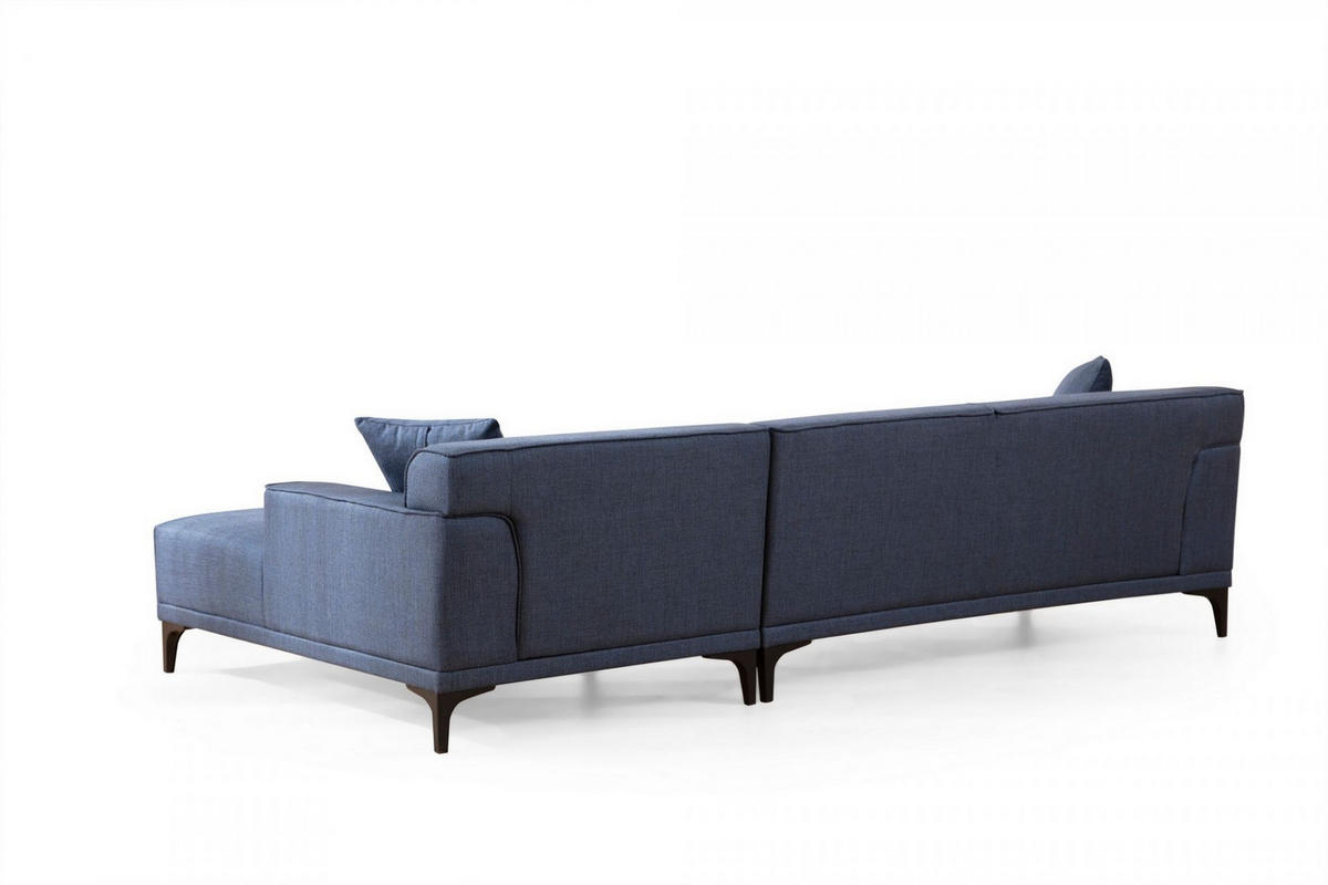 ECKSOFA modern inklusive Zierkissen - Blau/Schwarz, Holz/Kunststoff (145/250cm) - myHomelando