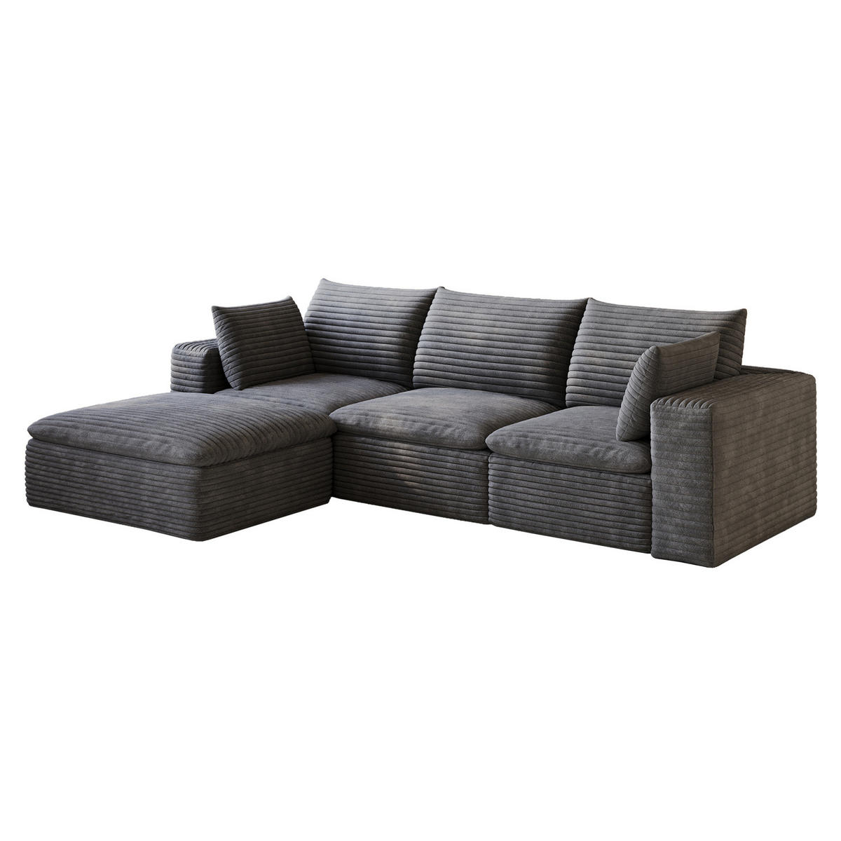 ECKSOFA aus Stoff 260 cm Dunkelgrau ohne Montage mit abnehmbarer Polsterung und flexiblen Modulen - Dunkelgrau, Textil (260/160cm) - Modfu