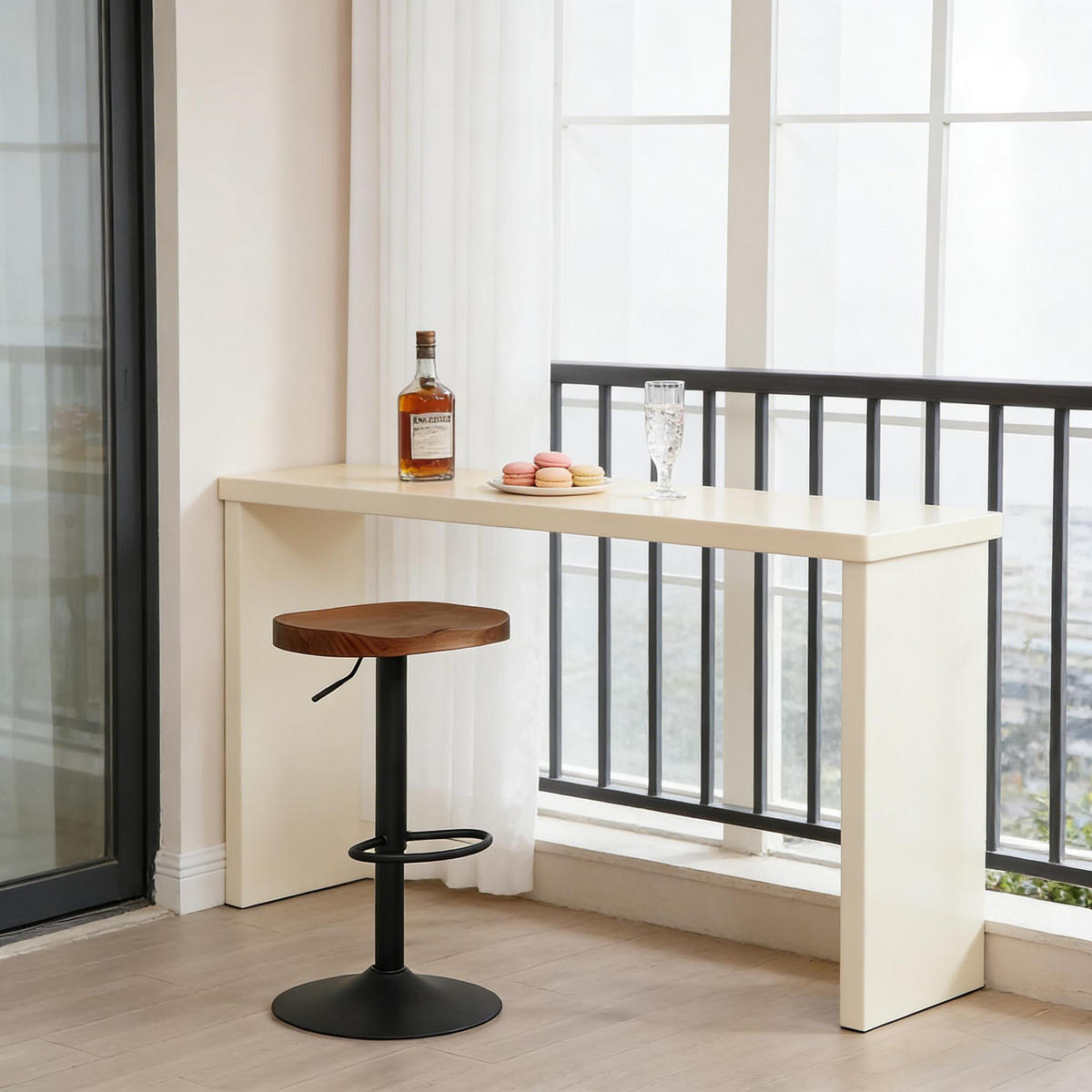 BARHOCKER 1er-Set Braun Drehbar & Höhenverstellbar aus Massivholz - Braun, Holz (41.5/81/31.5cm) - PANGIVO