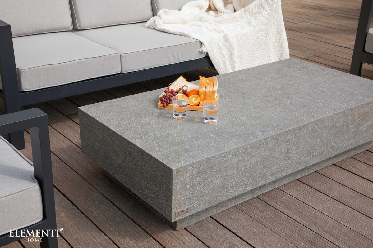 COUCHTISCH TEVERE aus GF-Beton Rechteck, Wetterbeständig, 153x77x36 cm - Grau, Naturmaterialien (153/77/36cm) - Elementi