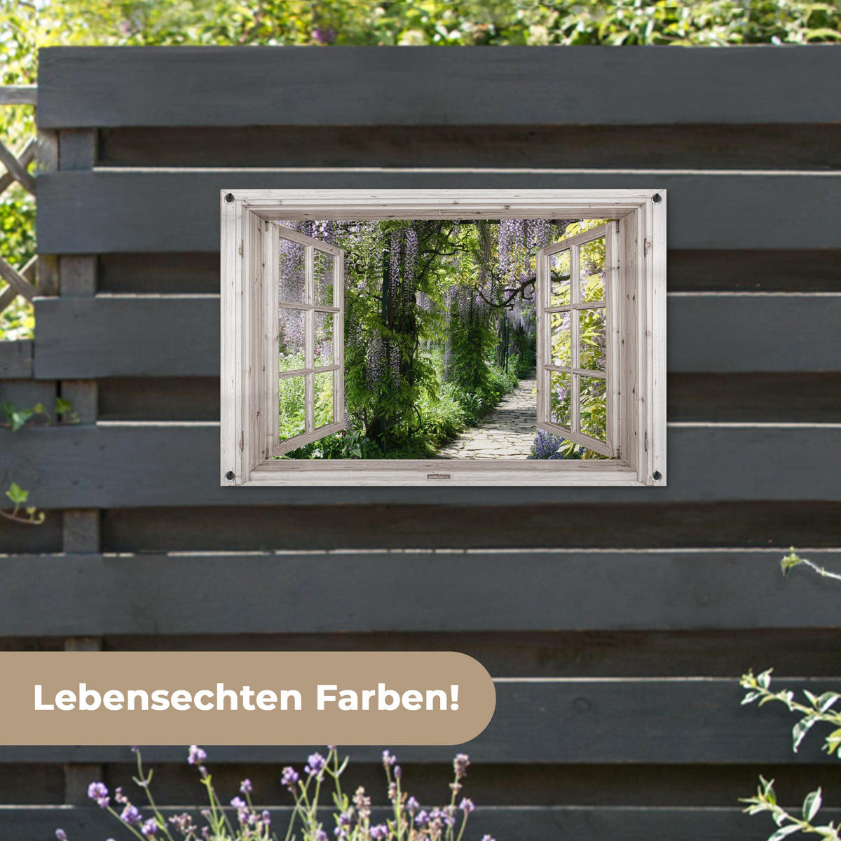 ZAHRADNÍ PLAKÁT Vistárie - Květiny - Pohled - Strom - Jaro 90x60 cm - béžová, plast (90/60/0.2cm) - OnlyWow