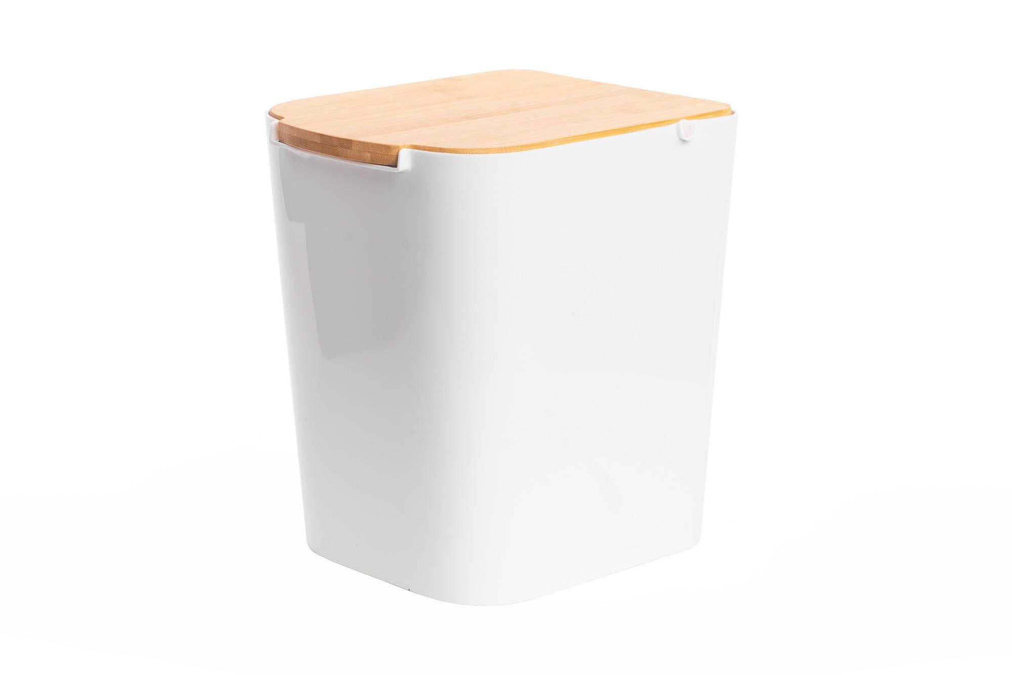 MÜLLEIMER aus Bambus 5 l 22/18/24 cm - Weiß, Naturmaterialien (18/24/22cm) - 5five Simply Smart