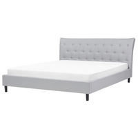POLSTERBETT mit Lattenrost 180x200 cm Grau Saverne - Hellgrau, Textil (180/200cm) - Beliani