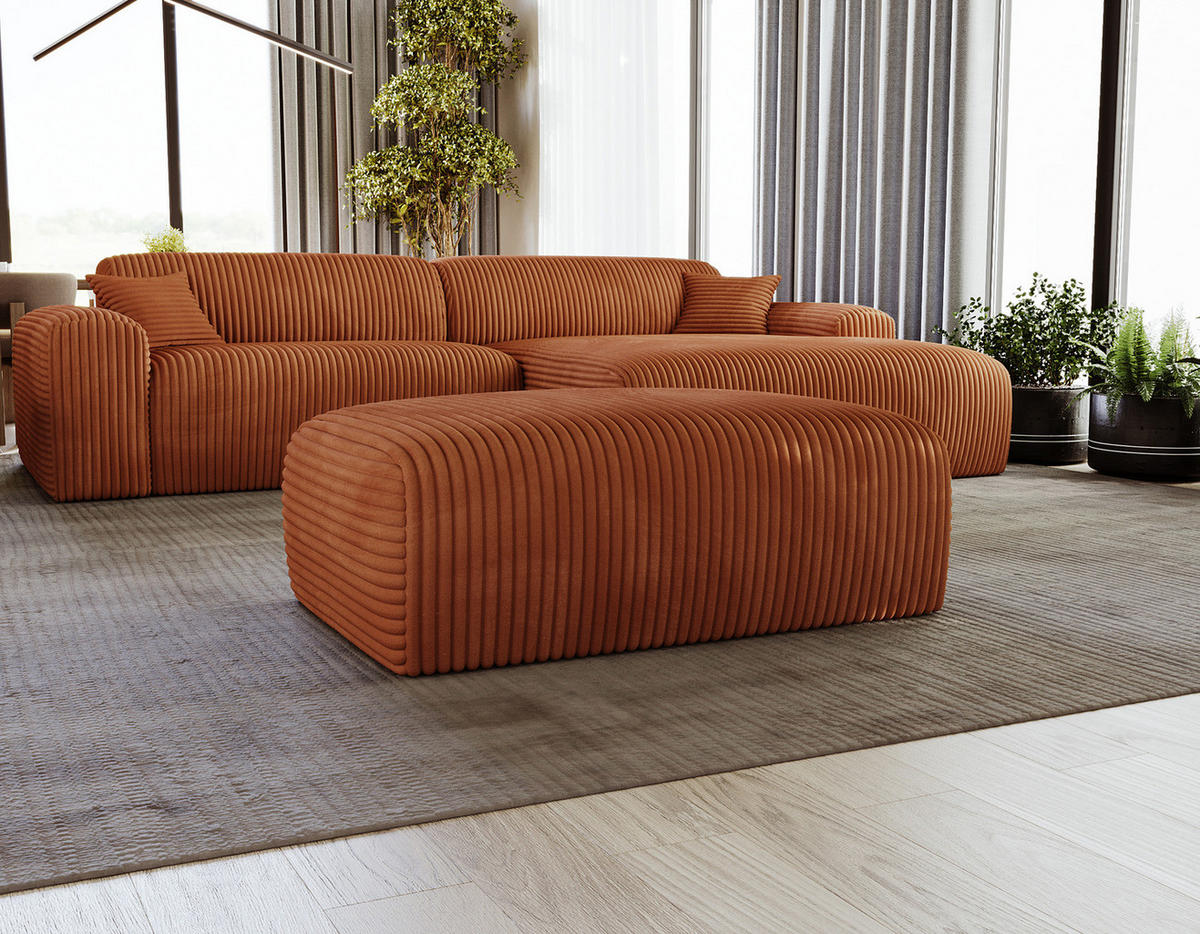 POLSTERHOCKER - Cord - Schwarz/Braun, Kunststoff/Textil (110/40/72cm) - home24