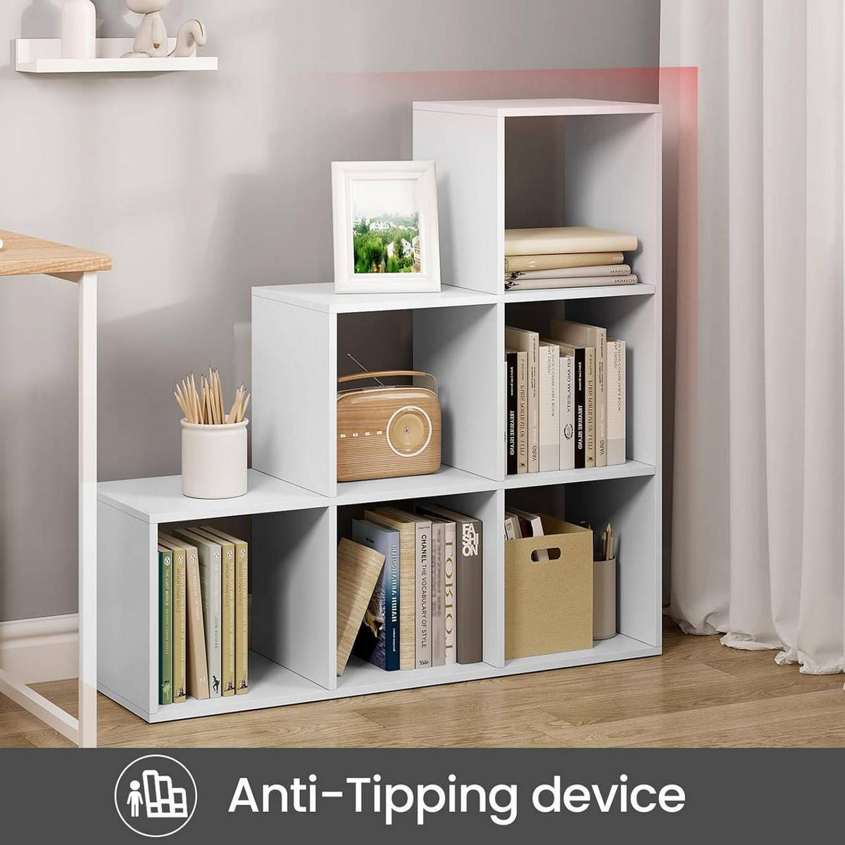 BÜCHERREGAL mit 6 Fächern, 90x29x90 cm, Weiß - Weiß, Holzwerkstoff (90/90/29cm) - Woltu