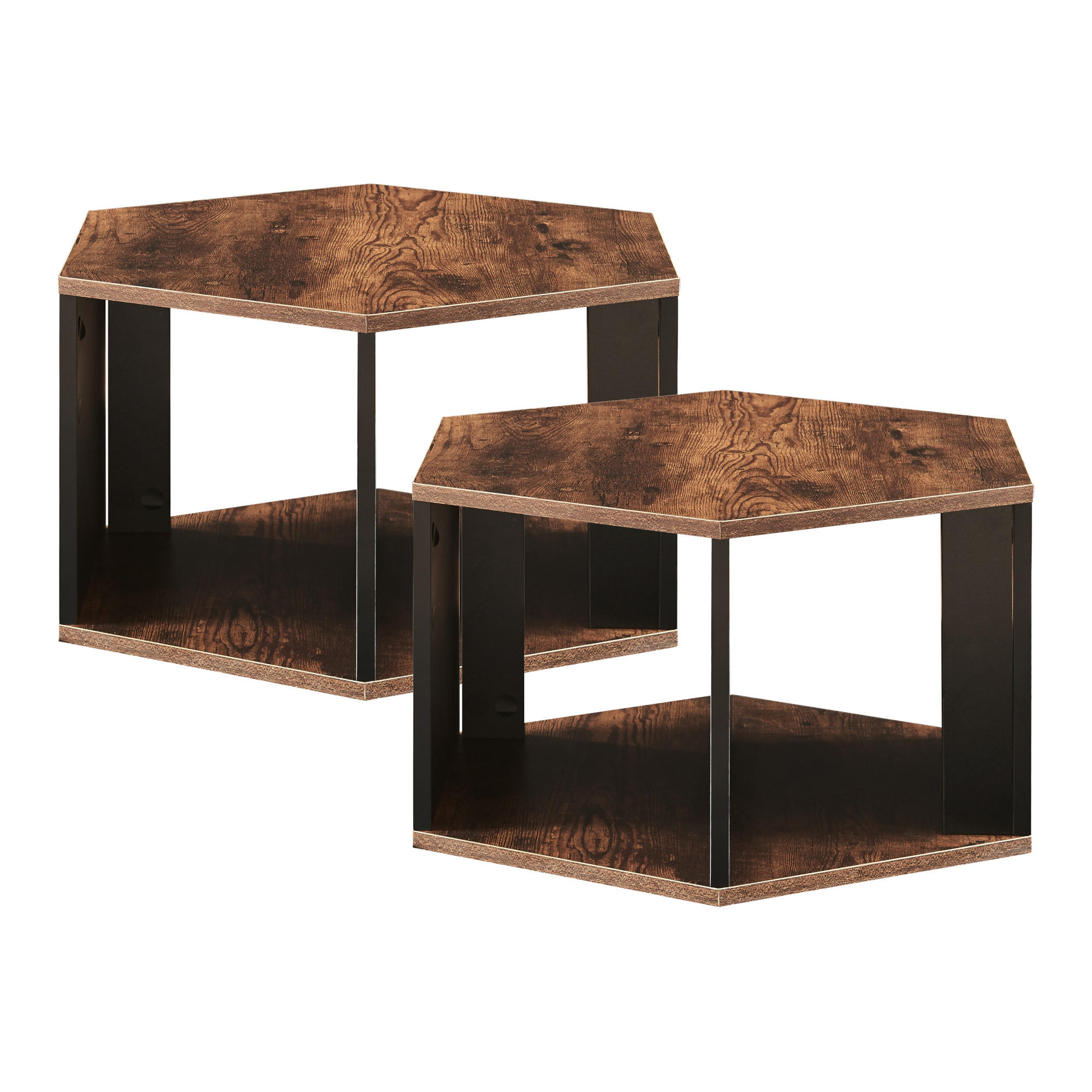 COUCHTISCH-SET 2 TLG. Molde - Walnussfarben/Schwarz, Holzwerkstoff (53/60/32cm) - [en.casa]