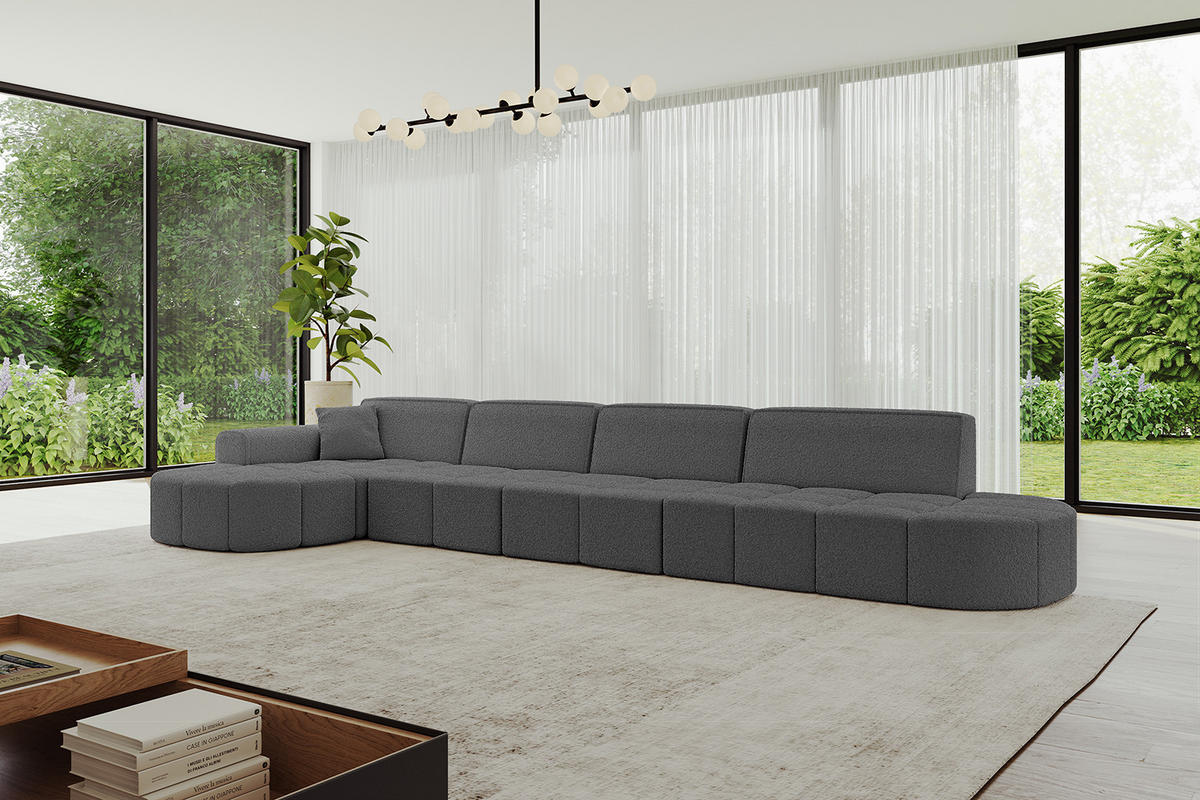 ECKSOFA Ottomane Links LIVO-L3 - 413x171x79,5 cm Grau - Grau, Holzwerkstoff/Textil (413/79.5/171cm) - ALTDECOR
