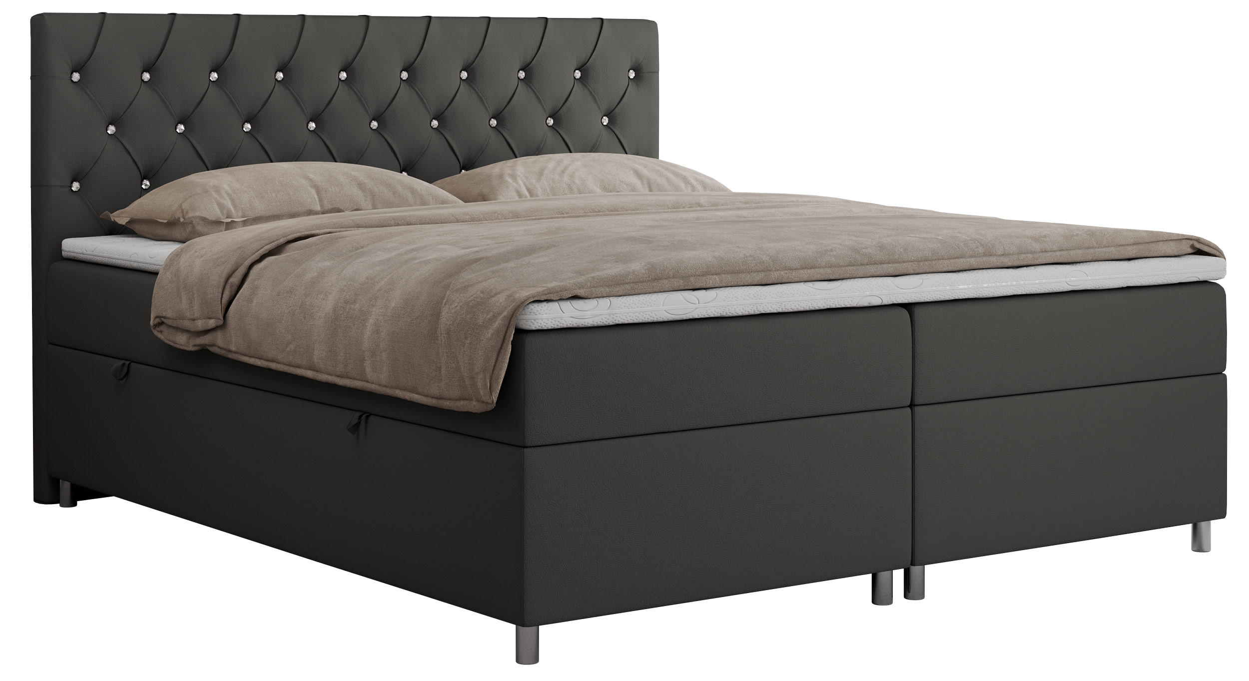 BOXBETT ROMA 120/200 - Dunkelgrau Kunstleder - H3 - Dunkelgrau, Holz/Textil (120/200cm)