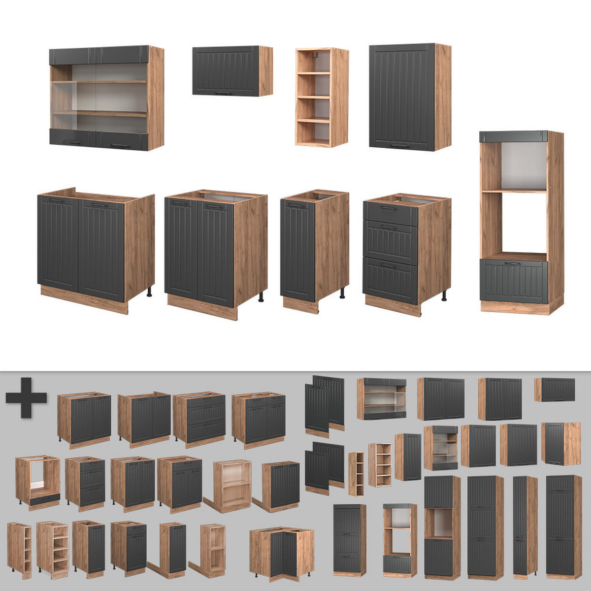 KUCHYŇSKÝ KOUT Fame-Line Tmavě šedá - tmavě šedá, kompozitní dřevo (280/81.6/60cm) - Vicco