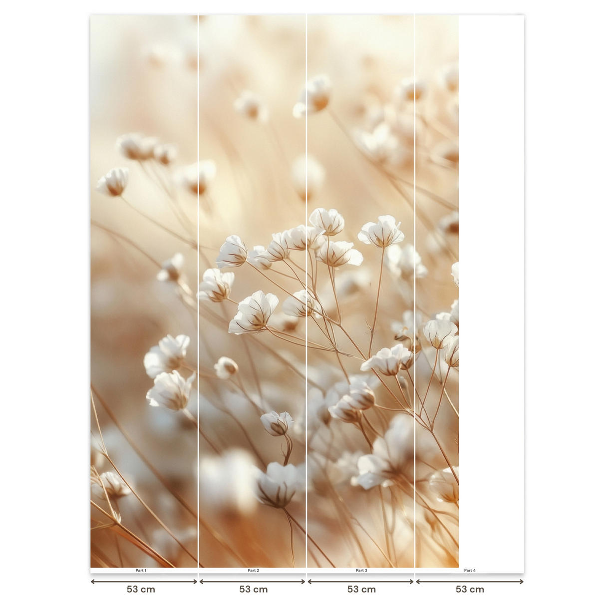 TAPETE - Wild - Blumen - Weiß - 180x280 cm - Creme, Papier (180/280cm) - OnlyWow