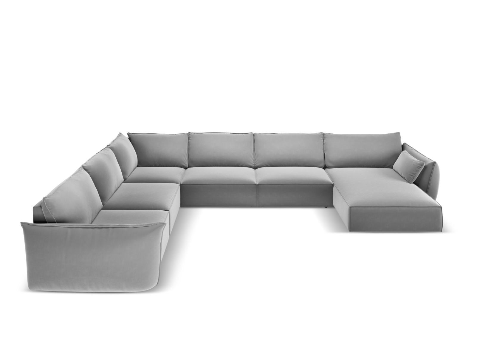PANORAMASOFA links Kaelle aus Samt grau 8 Sitzplätze - Grau, Textil (284/85/384cm) - Micadoni