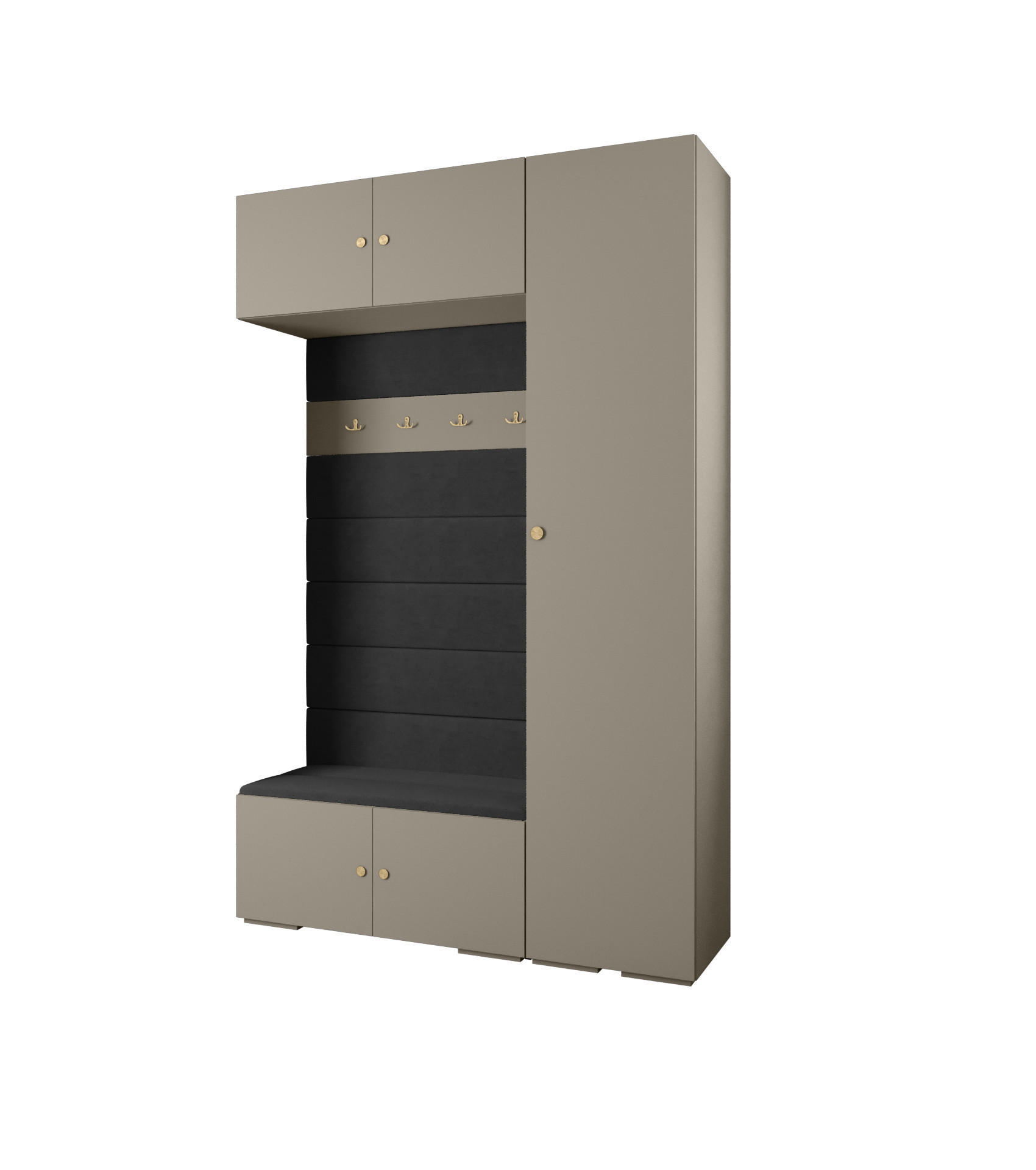 Abiks Möbel Garderoben-Set Kaschmir, Schwarz, Gold 150x236.7x47 cm