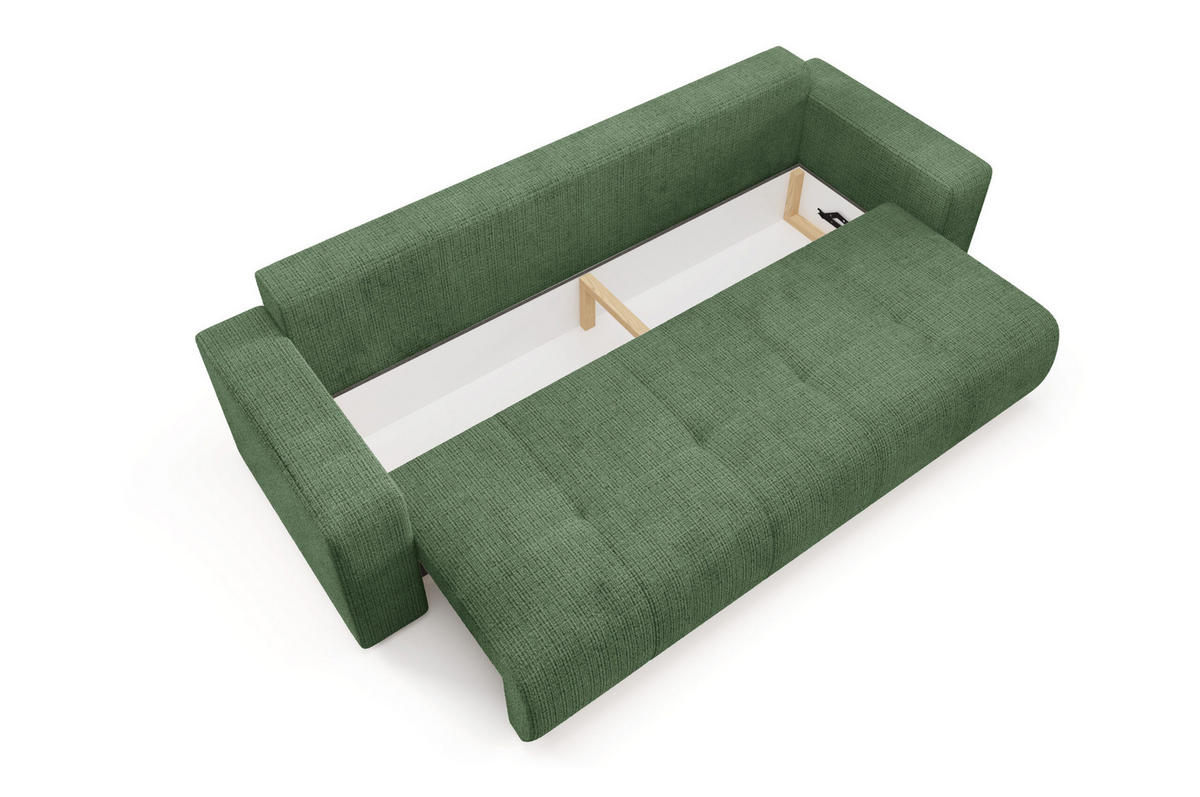 SCHLAFSOFA mit Bettkasten Grün - Grün, Textil (244/70/92cm) - Furnisell