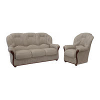 SOFAGARNITUR ohne Schlaffunktion - 4 -Sitzer - Rundumbezug 100% Leder - taupe - DAPHNE - Braun, Leder (183/97/91cm) - Vente-Unique