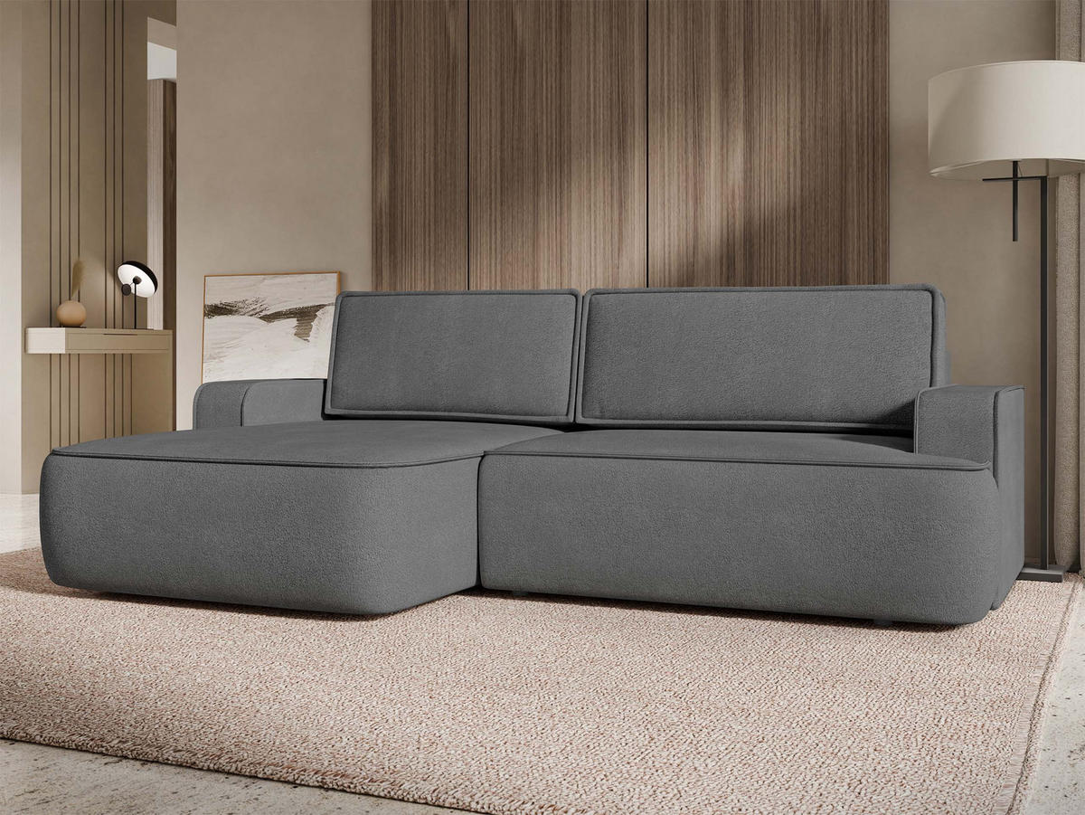 ECKSOFA Mono, Seite: Links - Schwarz/Grau, Holz/Kunststoff (260/168cm) - MIRJAN24