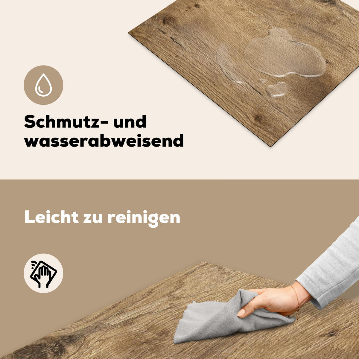 HERDABDECKPLATTE Holz - Braun - Holzoptik 59x51 cm - Eichefarben, Kunststoff (59/51/0.2cm) - MuchoWow