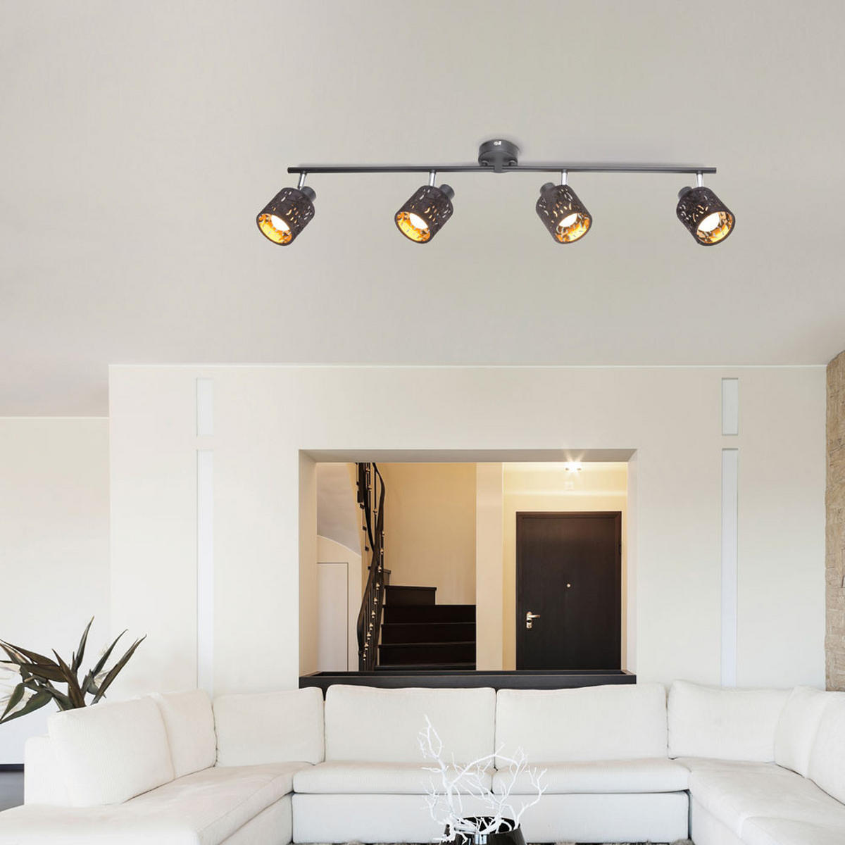 DECKENLEUCHTE Metall Schwarz Gold - Schwarz, Metall (84/14/16cm) - Globo Lighting