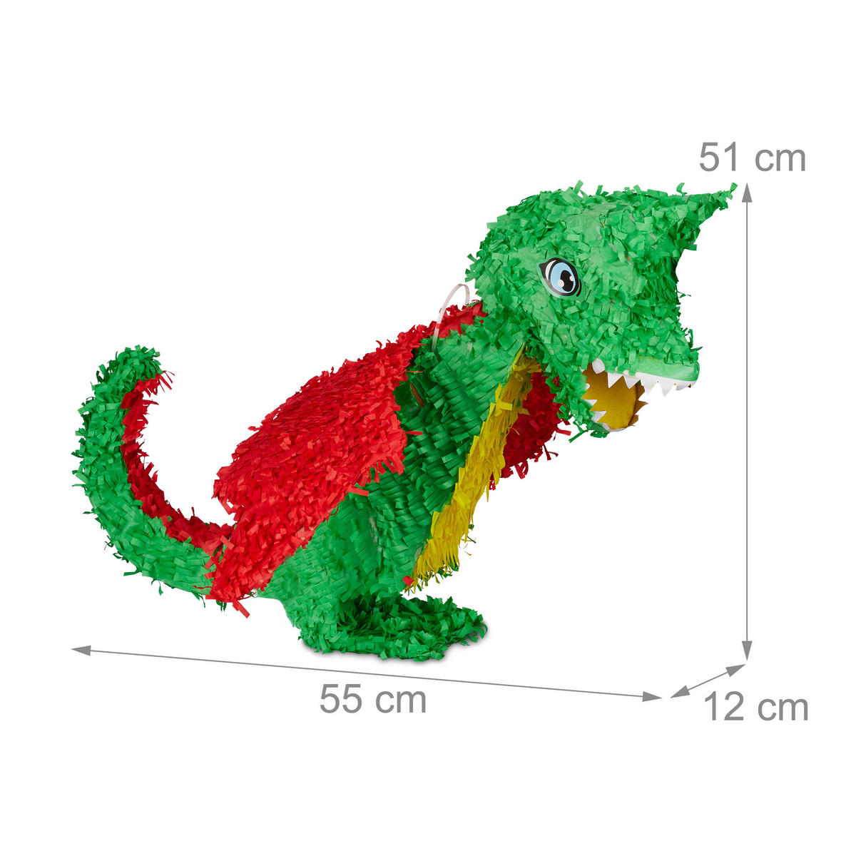 PINATA Drache - Grün, Papier (55/51/12cm) - Relaxdays