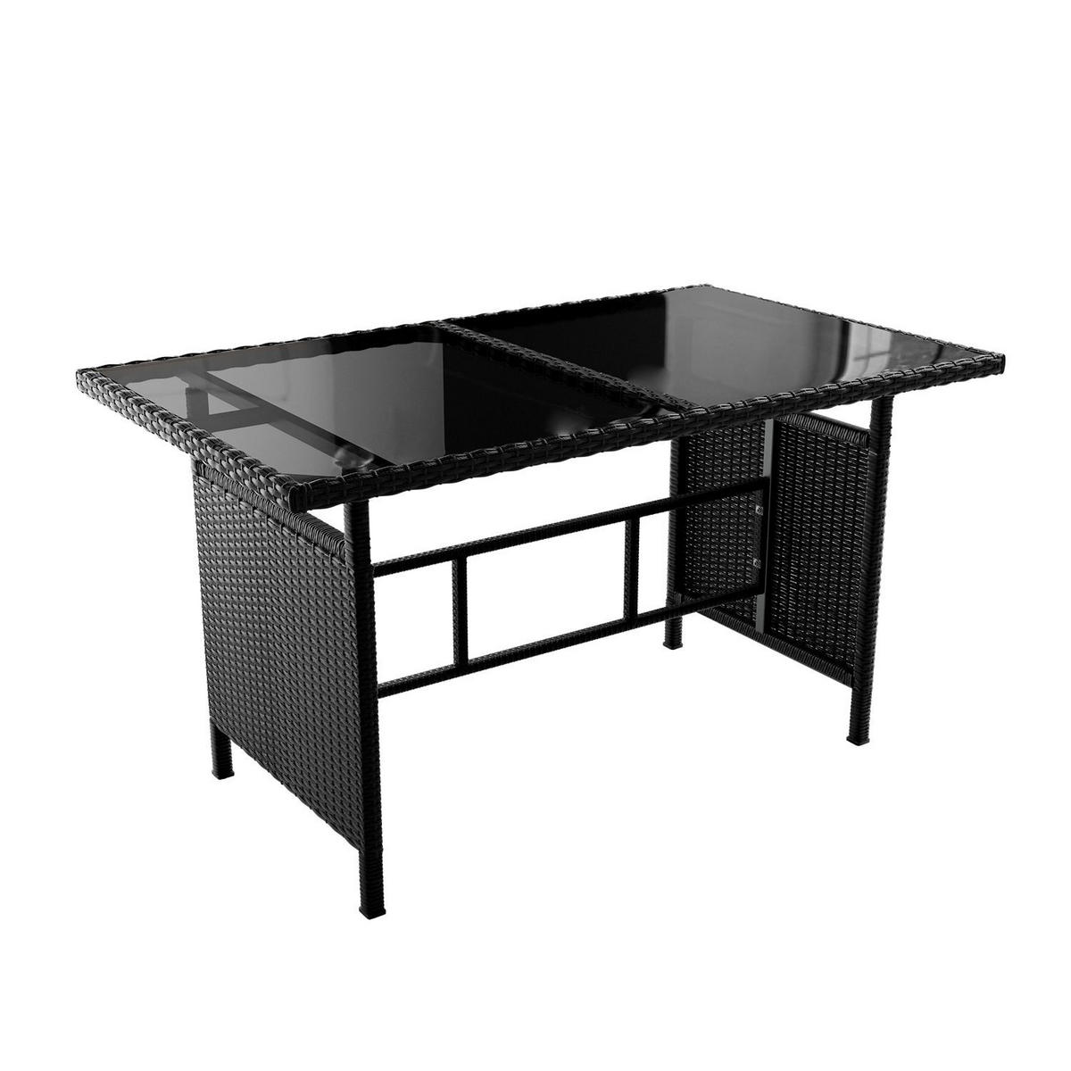 SITZGRUPPE Turin schwarz Polyrattan inkl. Abdeckung - Schwarz, Kunststoff - Juskys