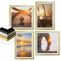 WANDBILDER 4er Set - 50x50 cm & 40x60 cm Goldrahmen - Ruhige Landschaften am Strand der Sonne - Goldfarben, Kunststoff (50/50cm) - ArtPrintCave