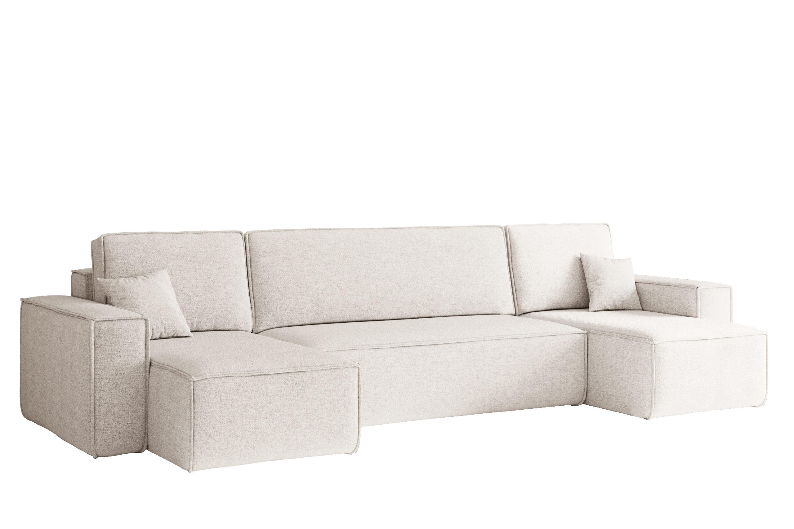 ECKSOFA U-Form Mit Schlaffunktion Und Bettkasten BEST Stoff Neve Ecru - Ecru, Holz/Kunststoff (312/142cm) - Kaiser Möbel