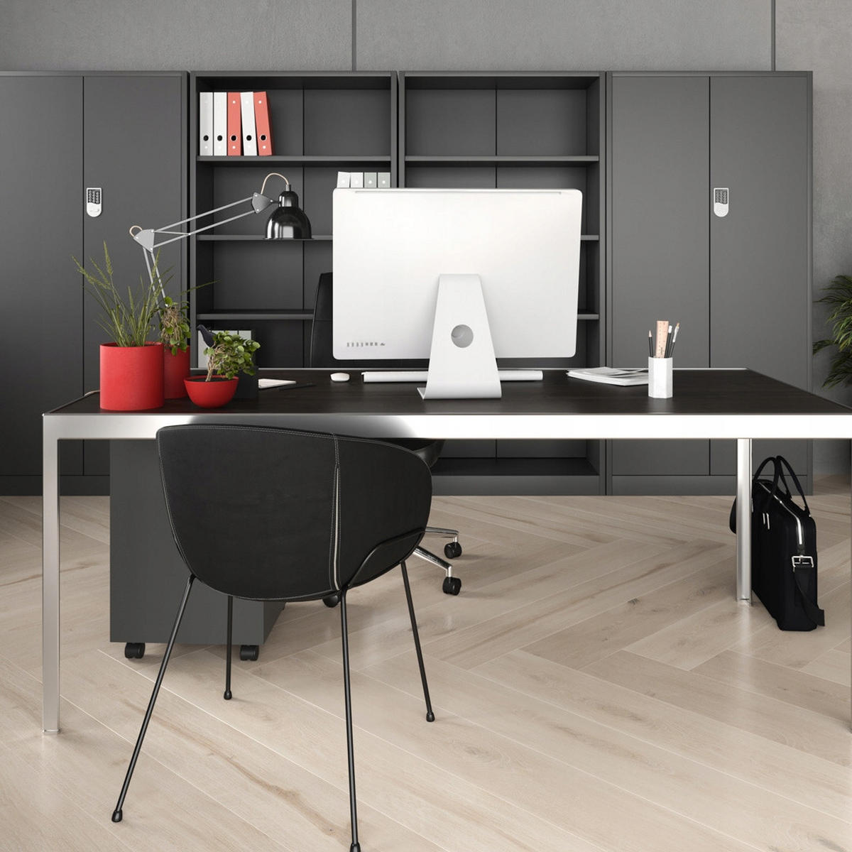 AKTENSCHRANK JAN II - Anthrazit, Metall (115/185/40cm) - Jan Nowak