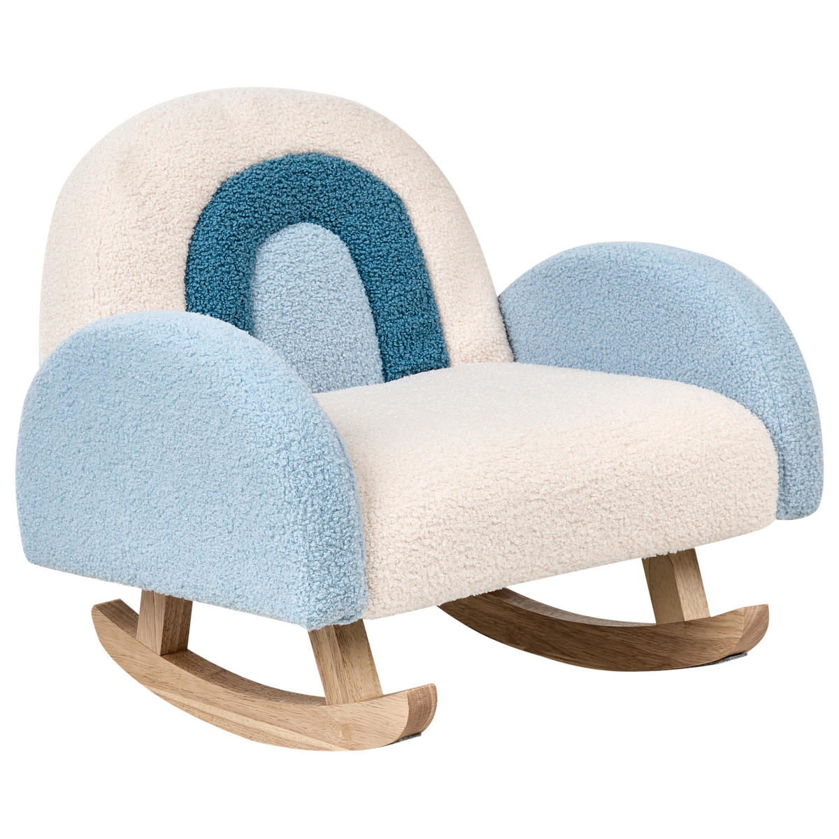 KINDERSCHAUKELSTUHL Cremeweiß Ombo - Blau/Braun, Textil (44/48/53cm) - Beliani