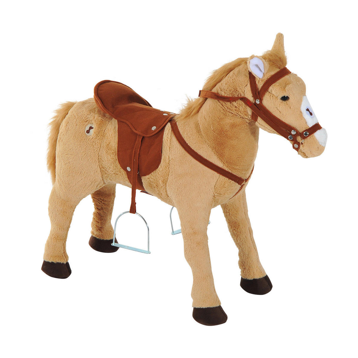 SCHAUKELPFERD DE-18237 mit Soundeffekten, Sattel und Zügel Beige - Beige, Textil (28/60/85cm) - ComfortXL