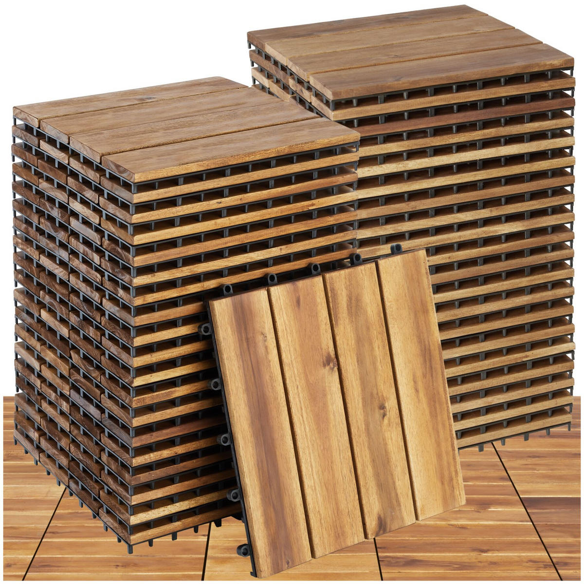 TERRASSENFLIESEN Tabula 40er Set, 31 x 31 x 2,2 cm, braun - Braun, Holz (31/31/2.2cm) - tectake
