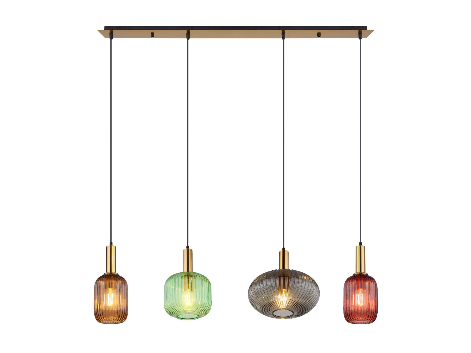 LED-PENDELLEUCHTE Breite 115cm, Lampenschirme Glas Bunt - Hellbraun/Messingfarben, Glas/Metall (30/115/120cm) - meineWunschleuchte