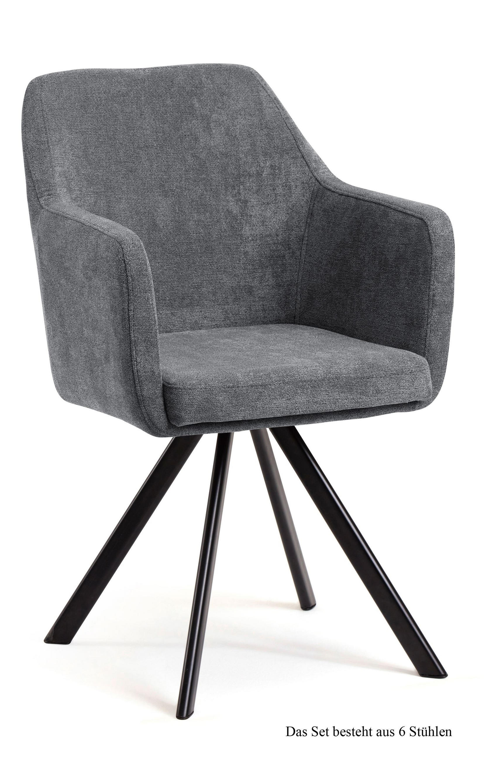 ARMLEHNSTUHL drehbar (6er-Set) Devka 57x87x60 Schwarz/Grau - Schwarz/Grau, Kunststoff (60/87/57cm) - 58aufmkessel