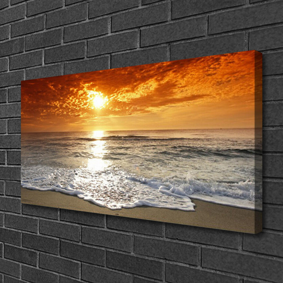 LEINWANDBILD 100x50 cm Sonnenuntergang - Sandfarben/Orange, Textil (100/4cm) - TULUP