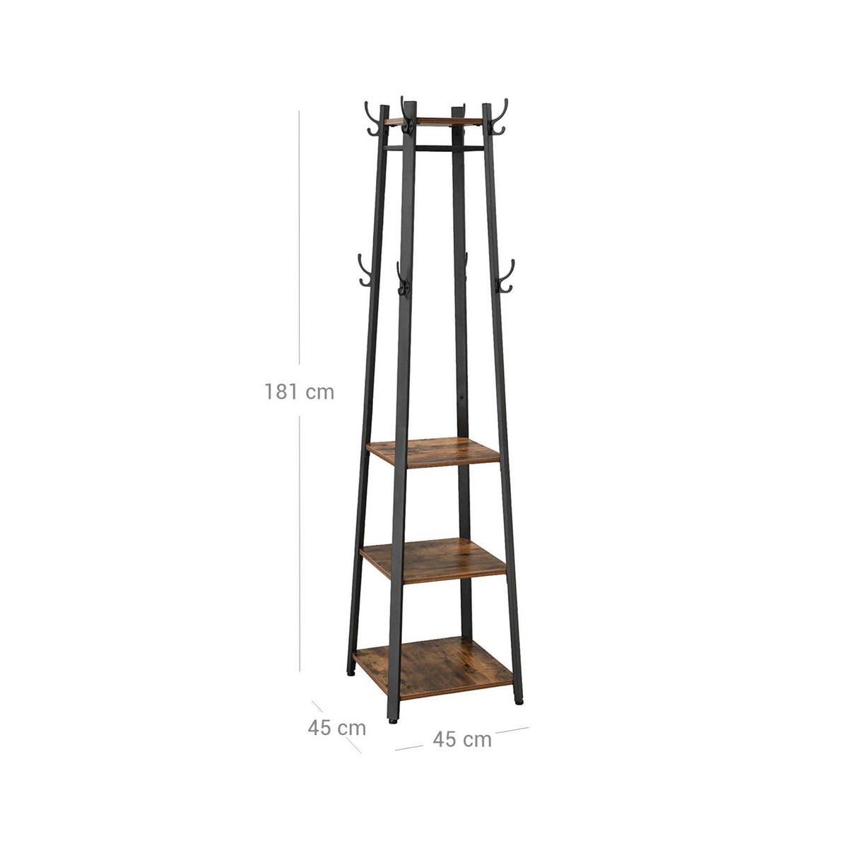 GARDEROBENSTÄNDER KLEIDERSTÄNDER - Braun, Holzwerkstoff (45/181/45cm) - Hansiro
