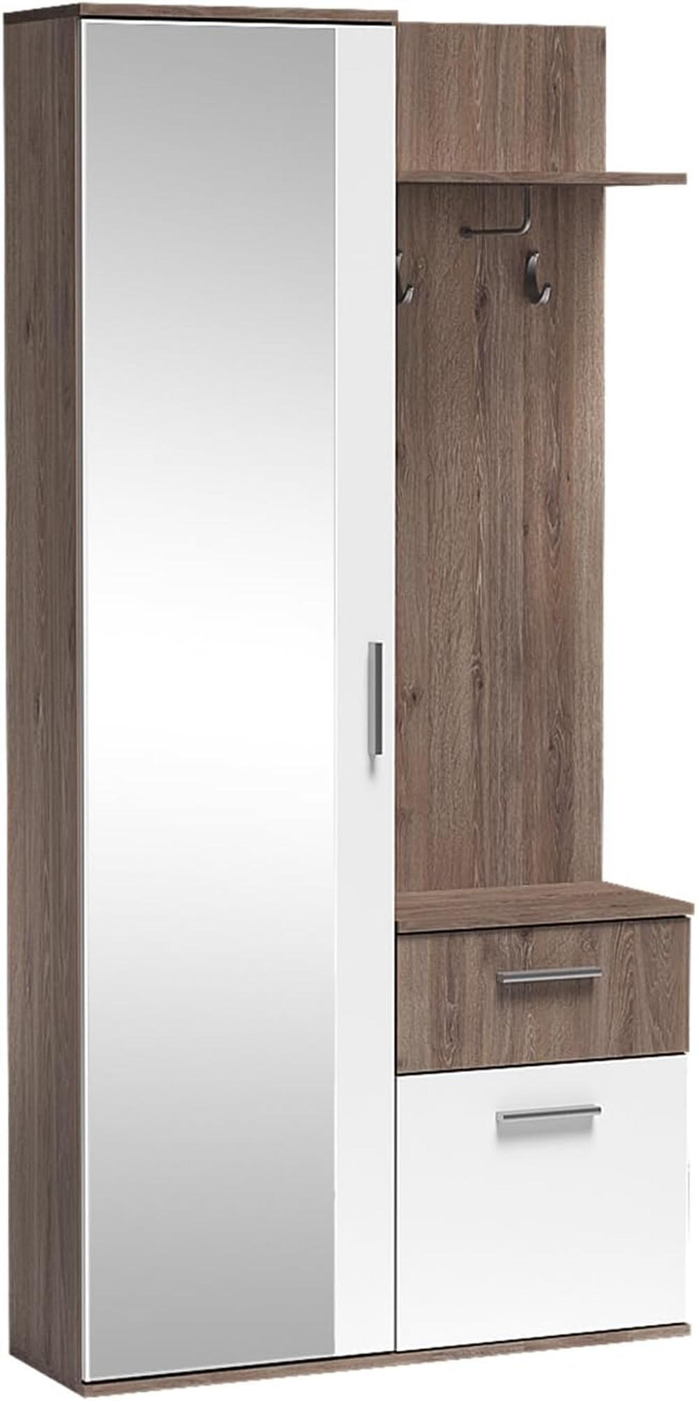 Meblini Garderobe Trüffeleiche, Weiß 97x195x30 cm