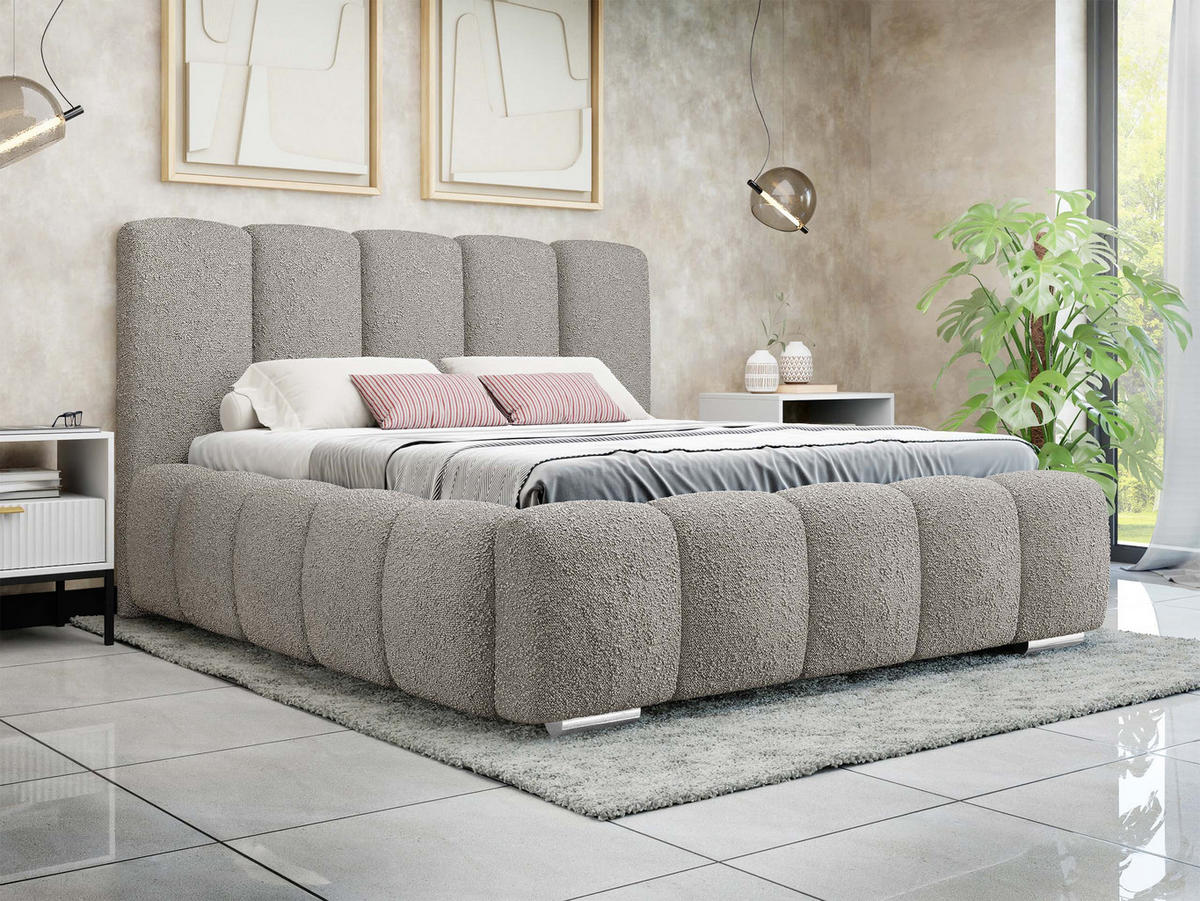 POLSTERBETT Wizko Boucle - Chromfarben/Naturfarben, Holz/Holzwerkstoff (140/200cm) - MIRJAN24