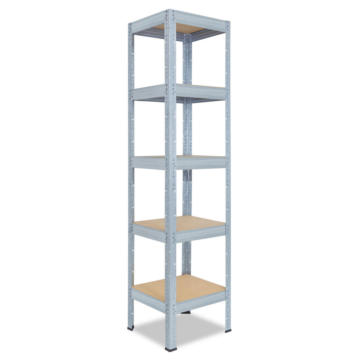 SCHWERLASTREGAL PRO 200x30x30 cm in verzinkt mit 5 Böden und 200 kg Traglast pro Boden - Silberfarben, Metall (30/200/30cm) - shelfplaza